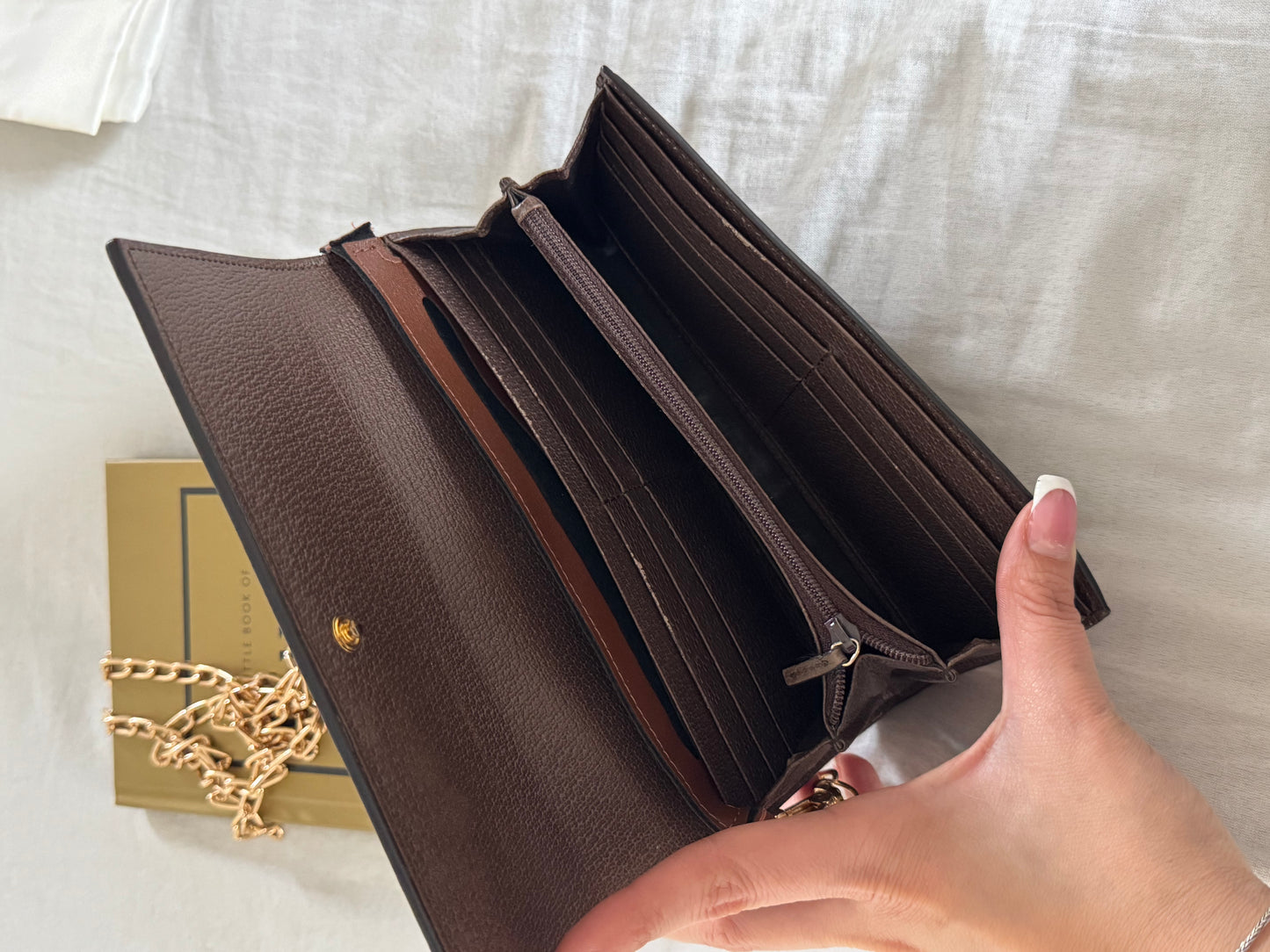 Pre-Owned GUCCI GG Supreme Monogram Web Ophidia Wallet On Chain Crossbody Bag