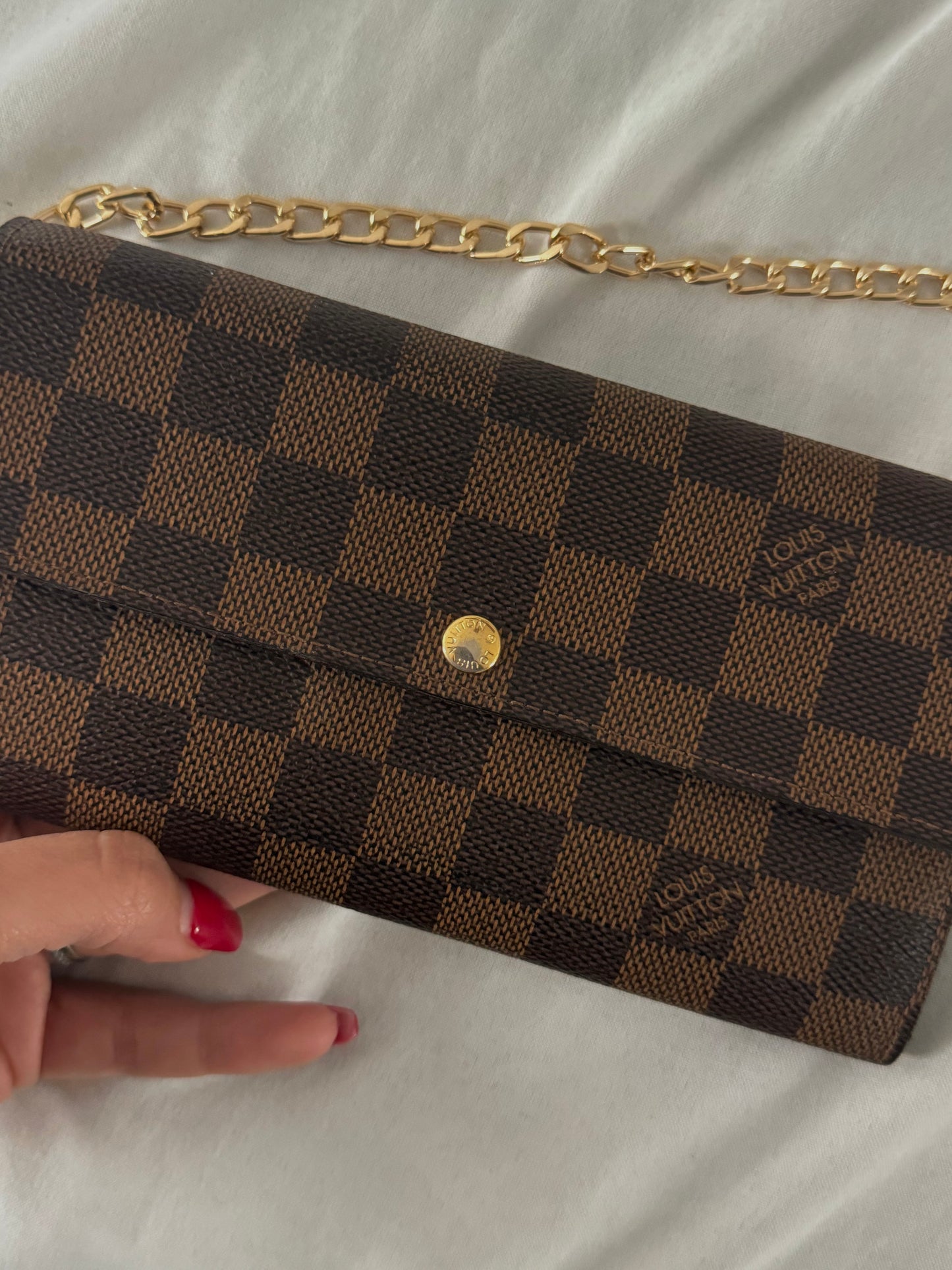 Pre-Owned Louis Vuitton Damier Ebene Wallet On Chain Crossbody Bag
