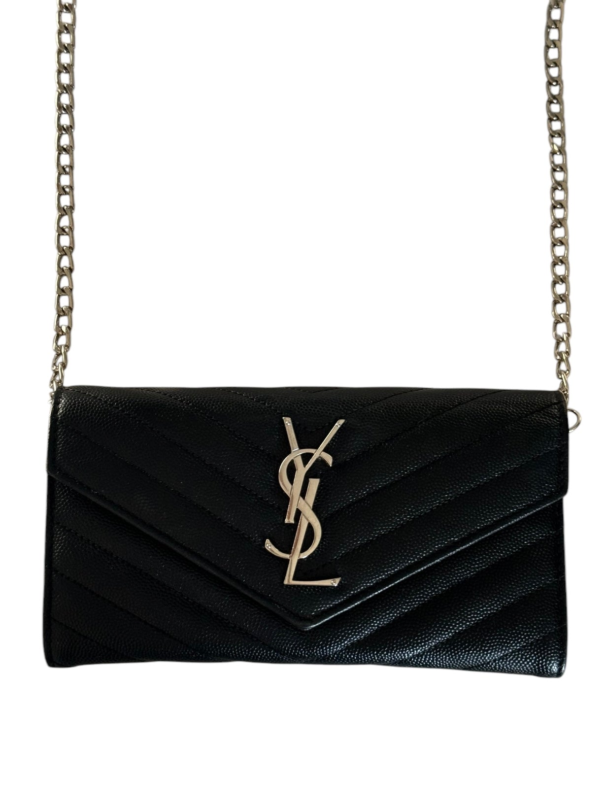 Pre-Owned Yves Saint Laurent Grain de Poudre Leather Flap Wallet Crossbody Bag