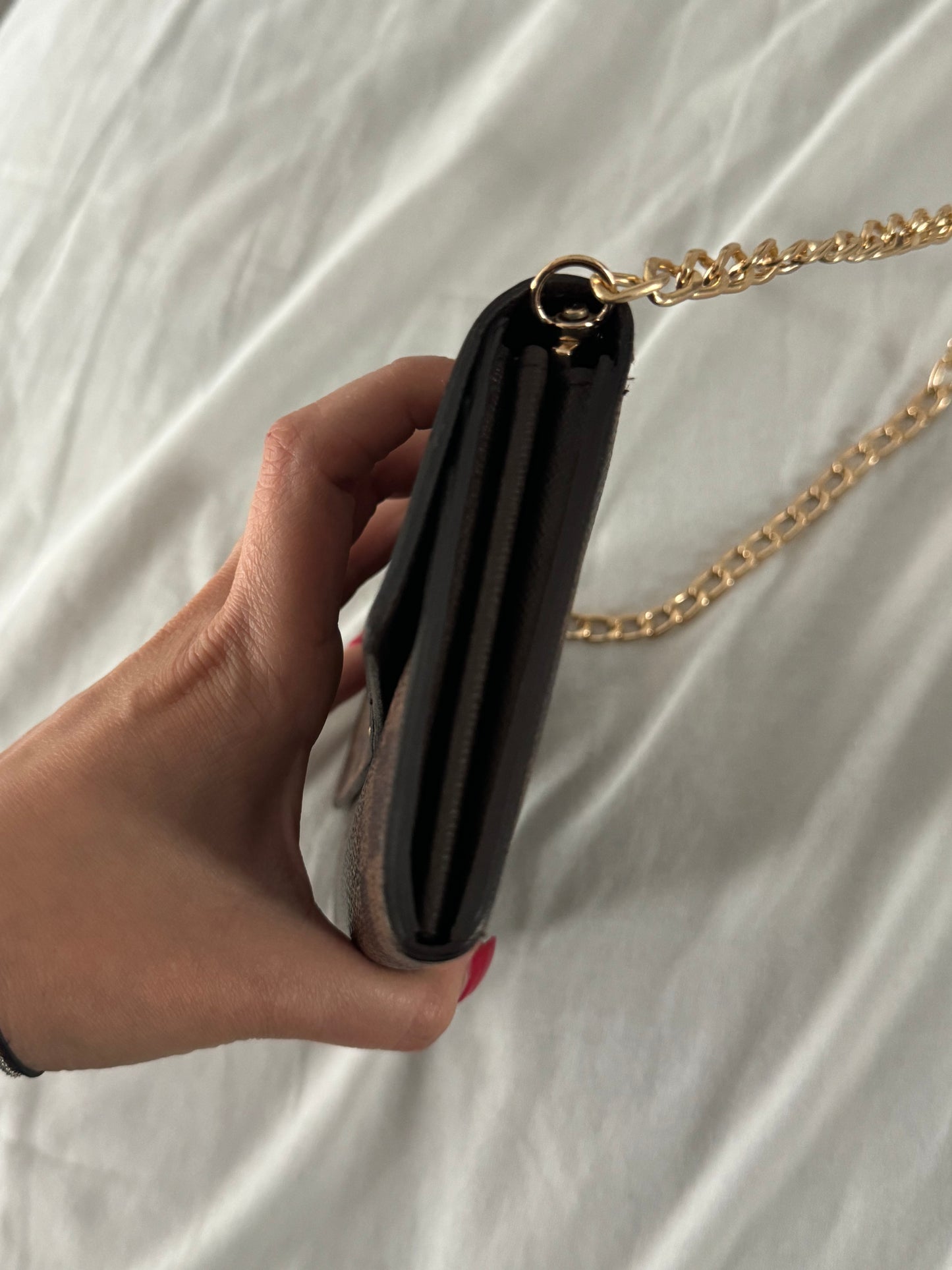 Pre-Owned Louis Vuitton Damier Ebene Wallet On Chain Crossbody Bag