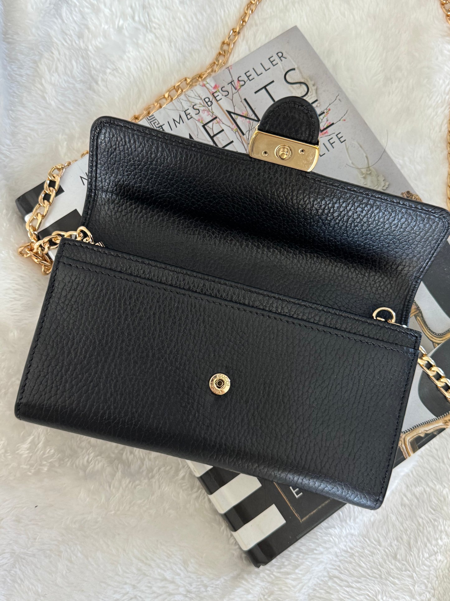 Pre-Owned Gucci Interlocking GG Leather Wallet On Chain Crossbody Bag