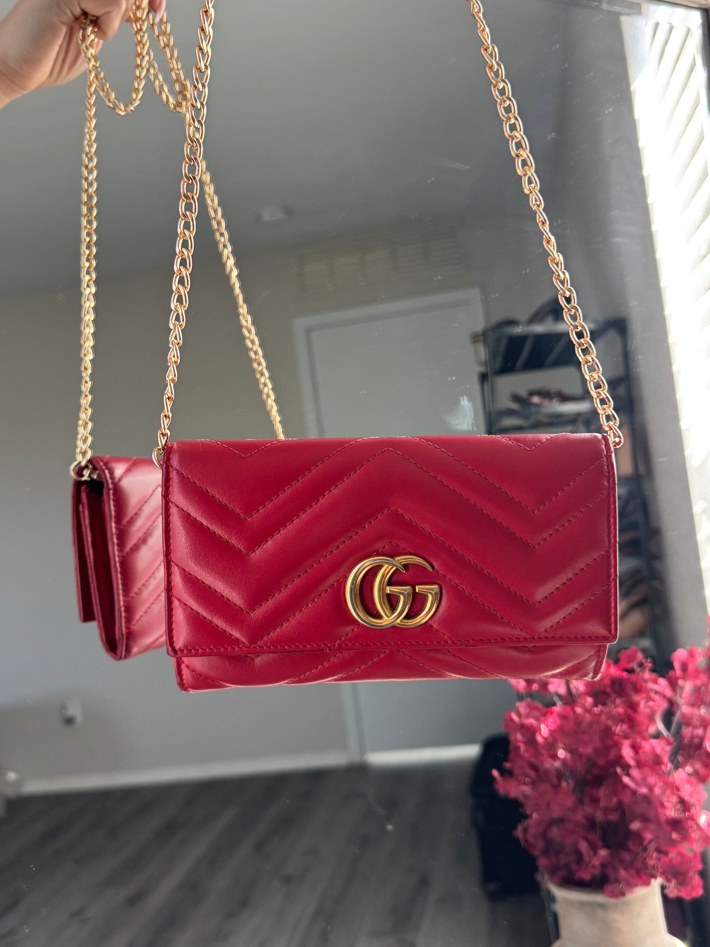 Pre-Owned GUCCI Marmont Wallet Crossbody Bag