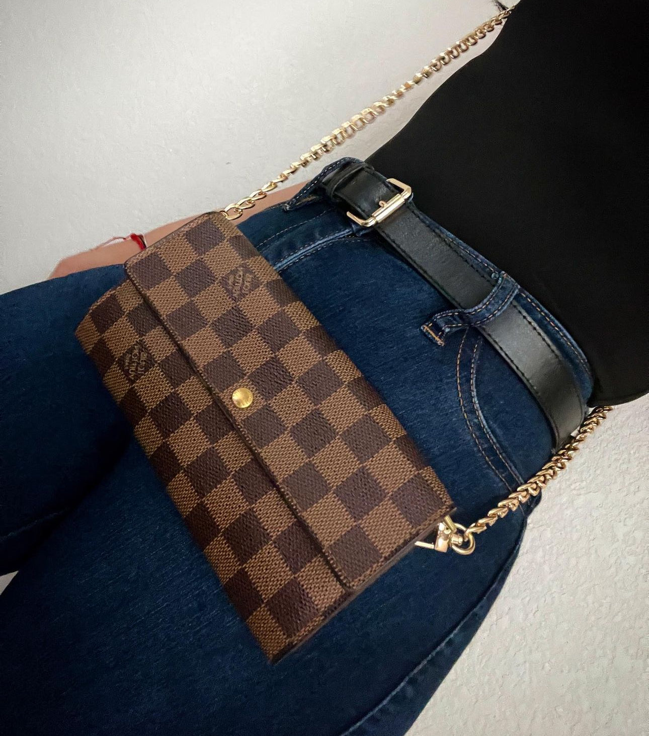 Pre-Owned Louis Vuitton Damier Ebene Wallet On Chain Crossbody Bag