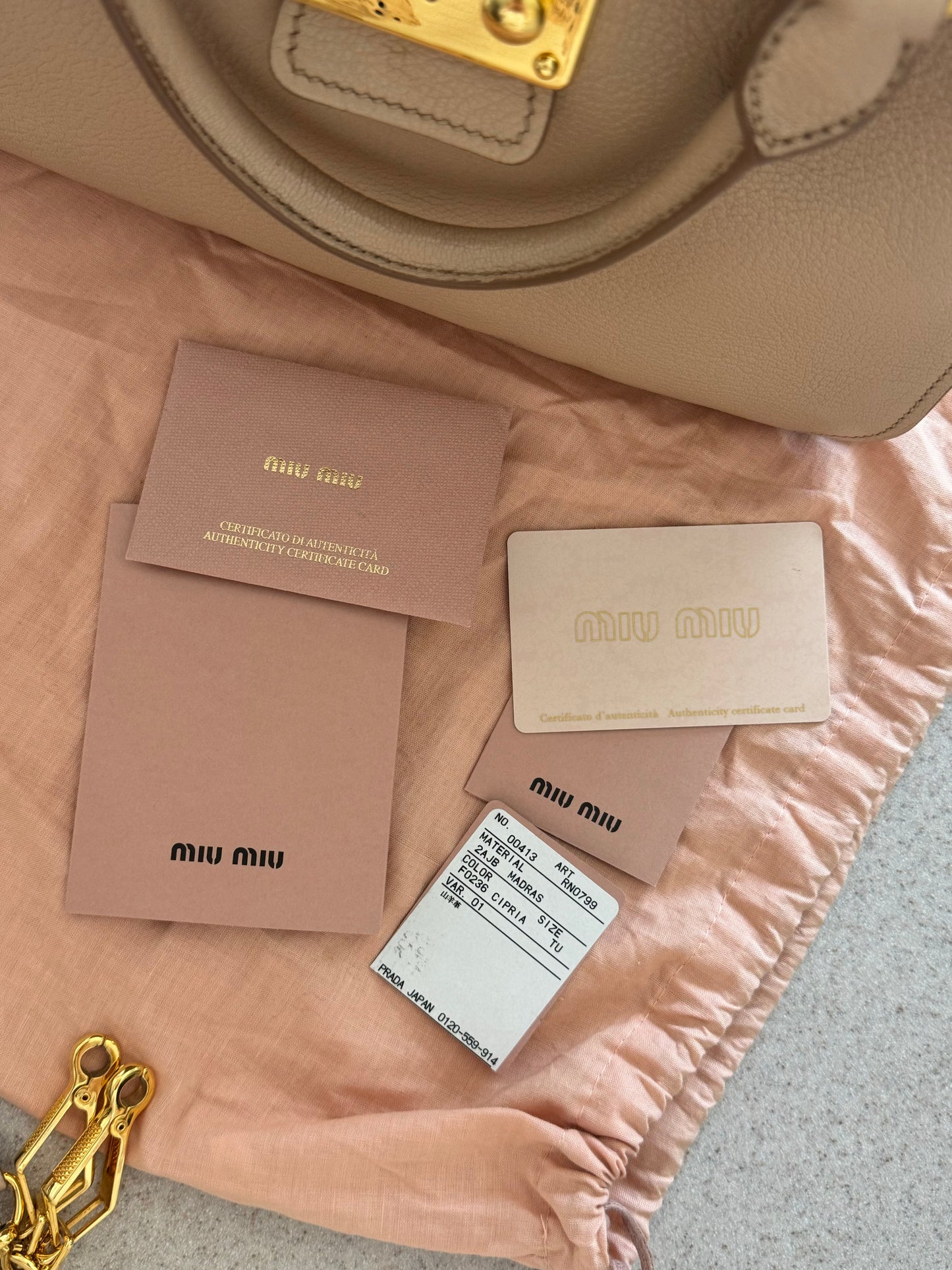 Pre-Owned Miu Miu Grained Leather Handle Bag
