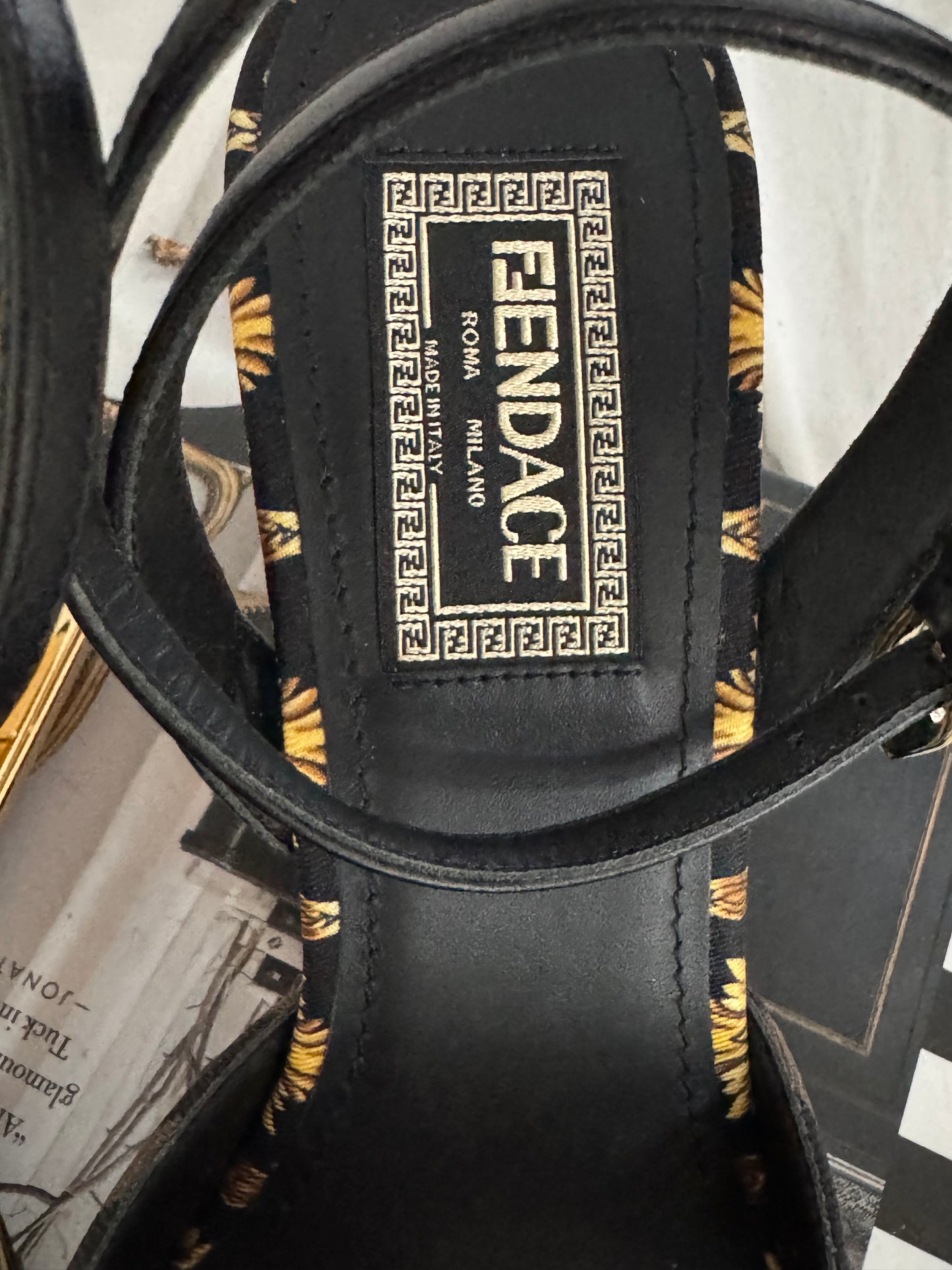 Pre-Owned FENDI X VERSACE (FENDACE) Silk Calfskin Slingback Sandals 36 EU 6.5 US