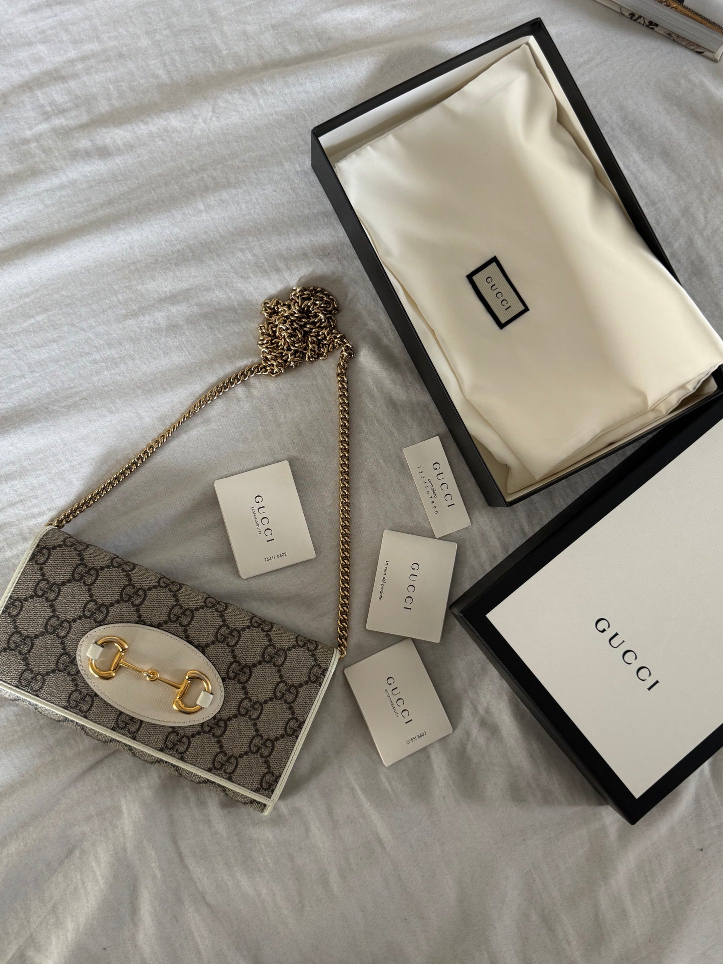Pre-Owned Gucci
Horsebit 1955 Chain Wallet GG Coated Canvas