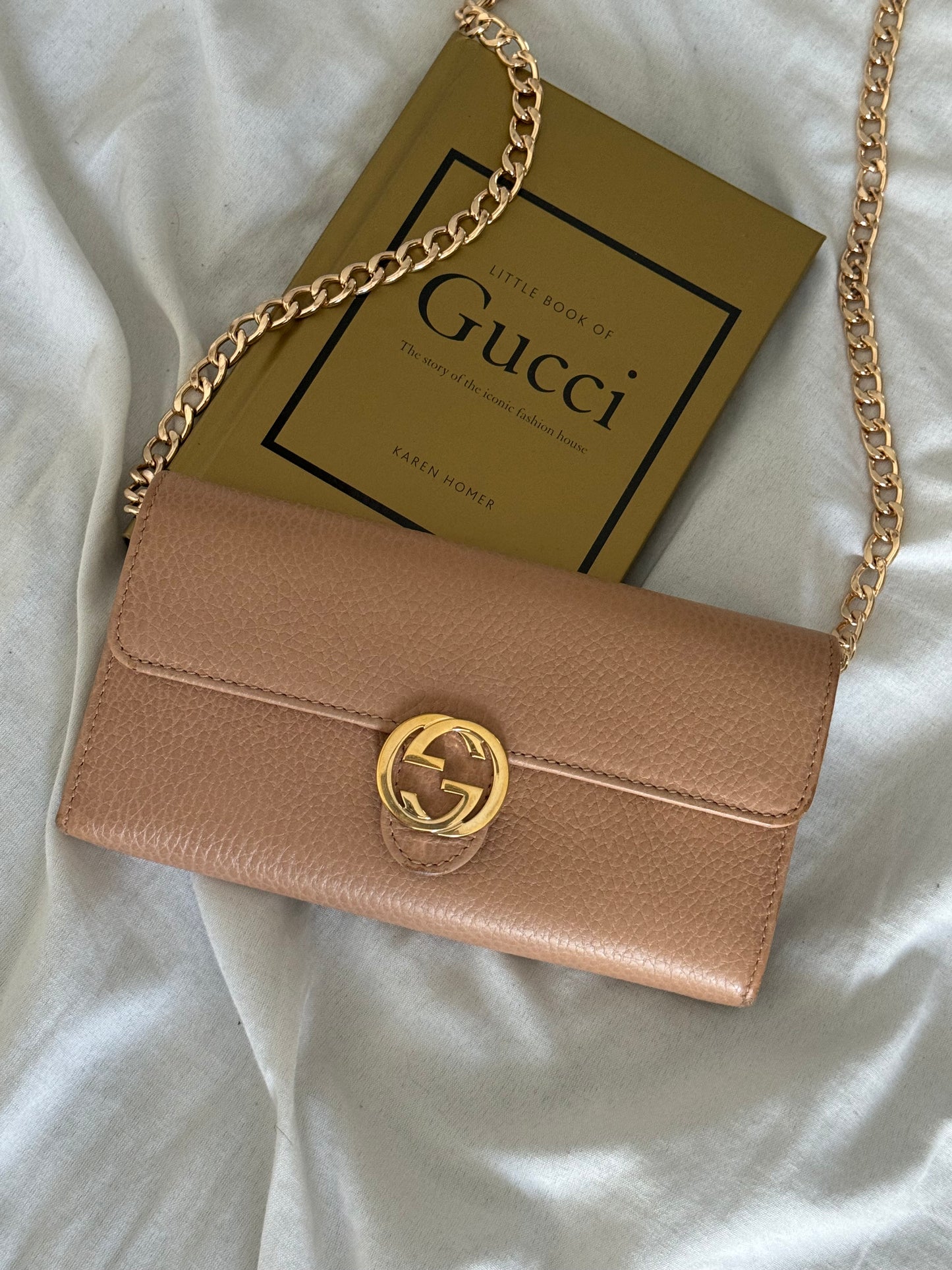 Pre-Owned Gucci Interlocking GG Leather Wallet On Chain Crossbody Bag