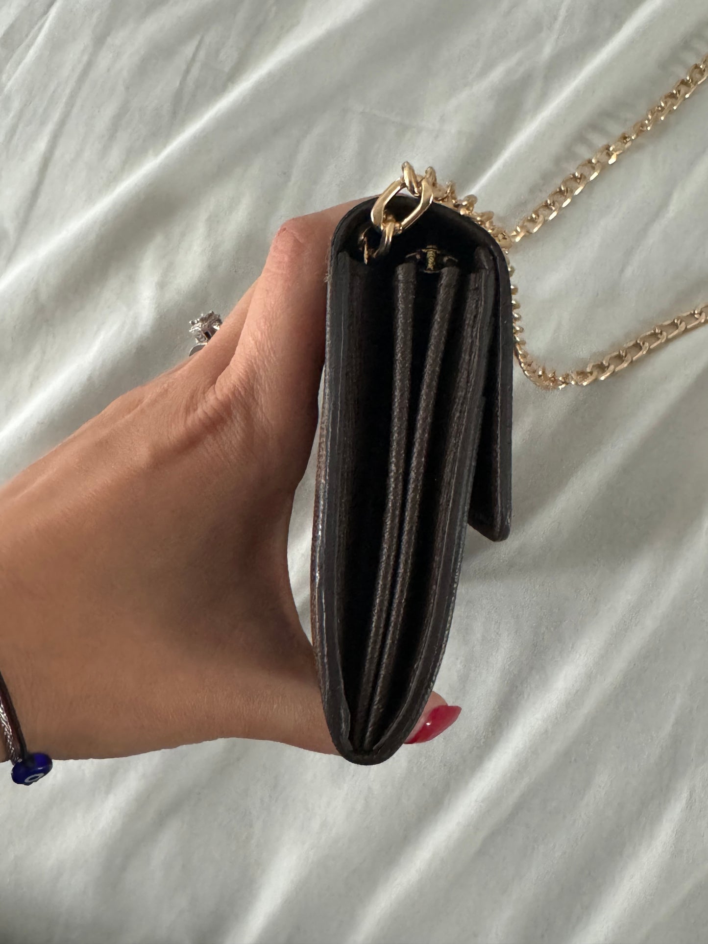 Pre-Owned Louis Vuitton Damier Ebene Wallet On Chain Crossbody Bag