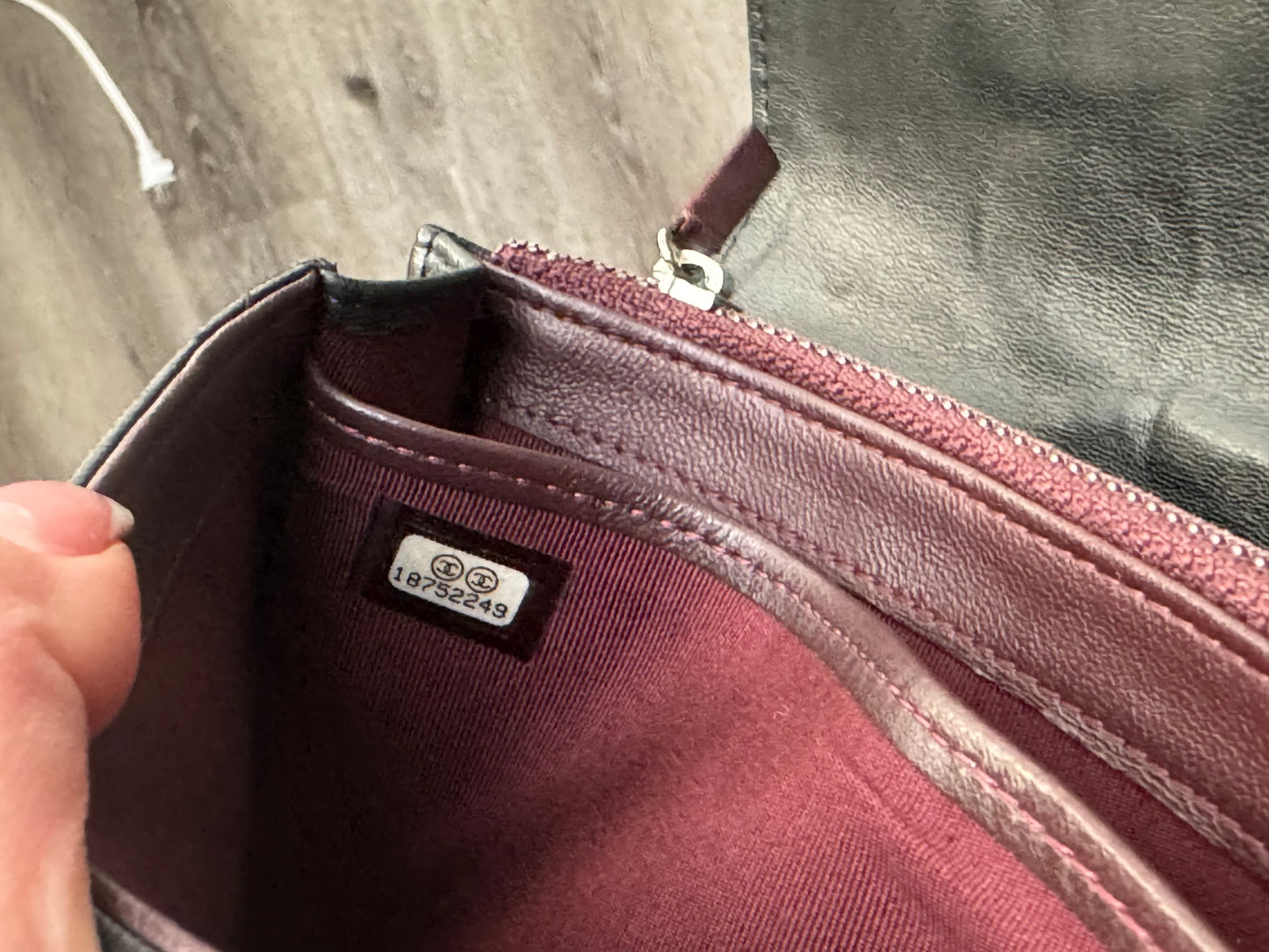 Pre-Owned Chanel Lambskin Quilted Long Flap Wallet On Chain Crossbody Bag