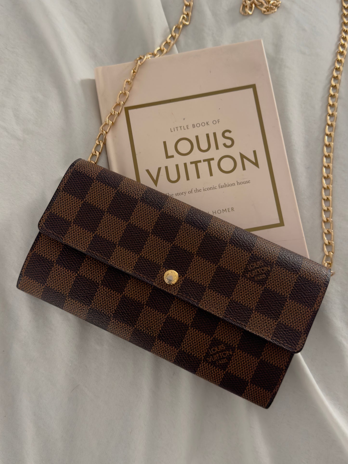 Pre-Owned Louis Vuitton Damier Ebene Wallet On Chain Crossbody Bag