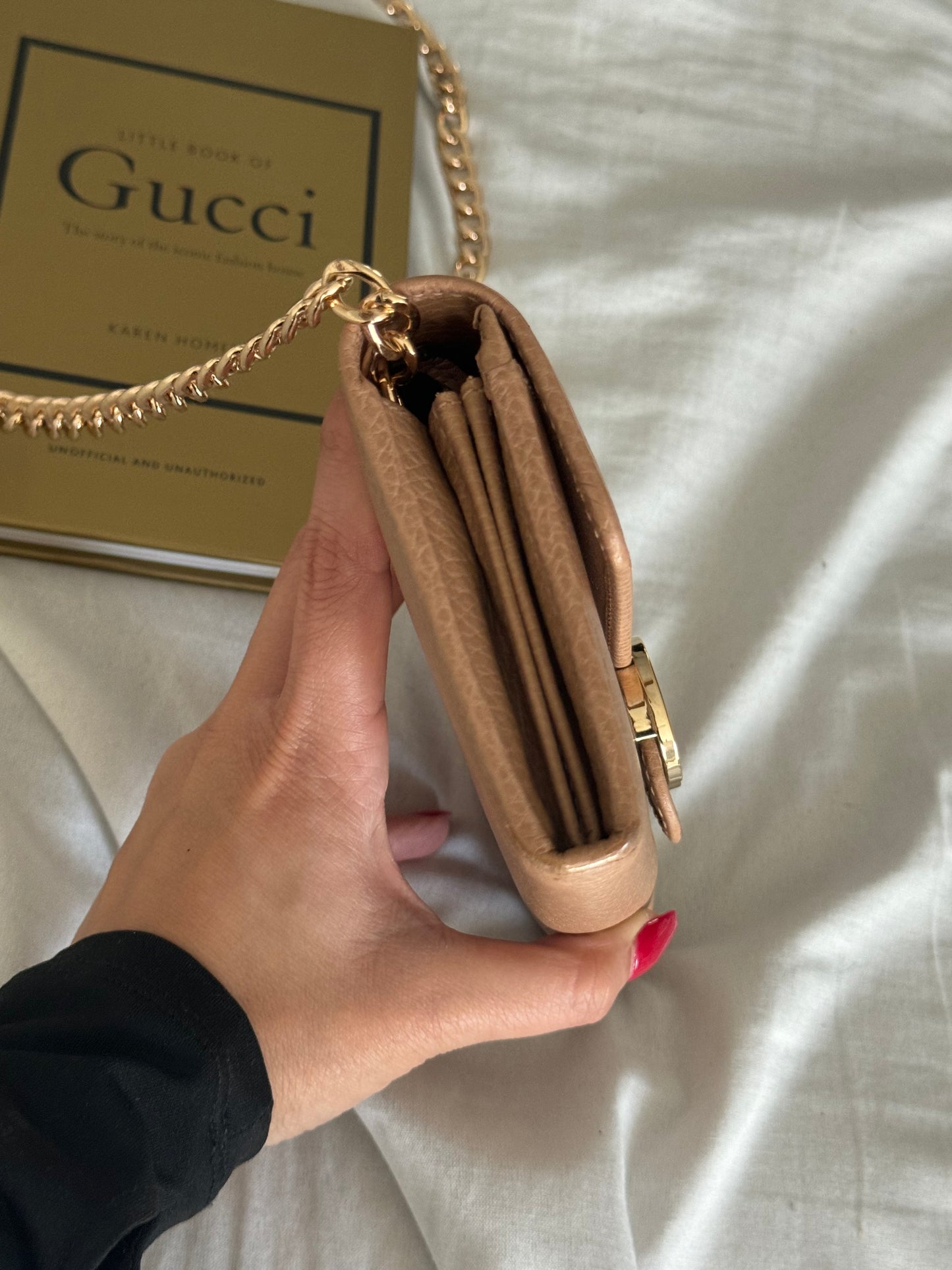 Pre-Owned Gucci Interlocking GG Leather Wallet On Chain Crossbody Bag