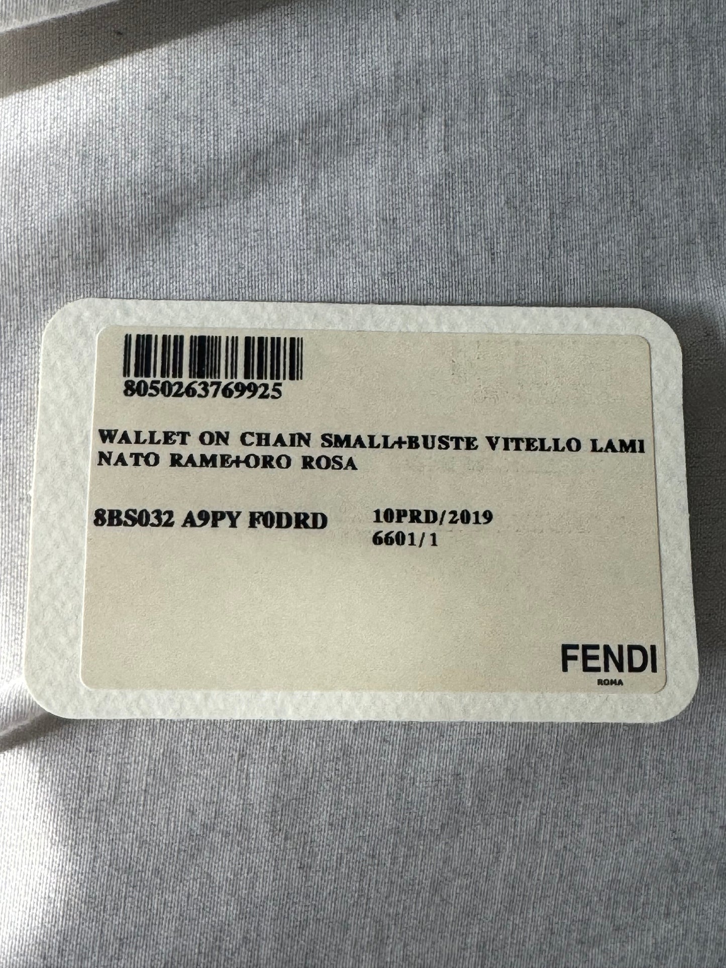 Pre-owned FENDI Vitello Laminato F is Fendi Envelope Wallet on Chain Rame