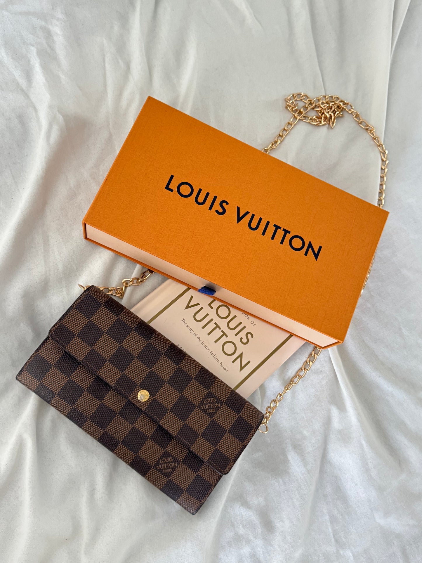 Pre-Owned Louis Vuitton Damier Ebene Wallet On Chain Crossbody Bag