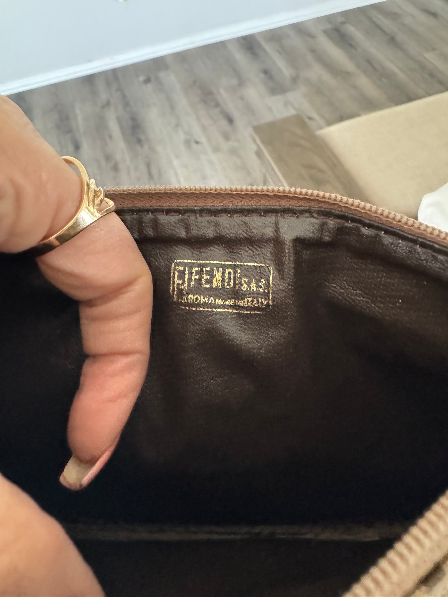 Pre-Owned  FENDI Zucchino Chain Crossbody Pouch Bag