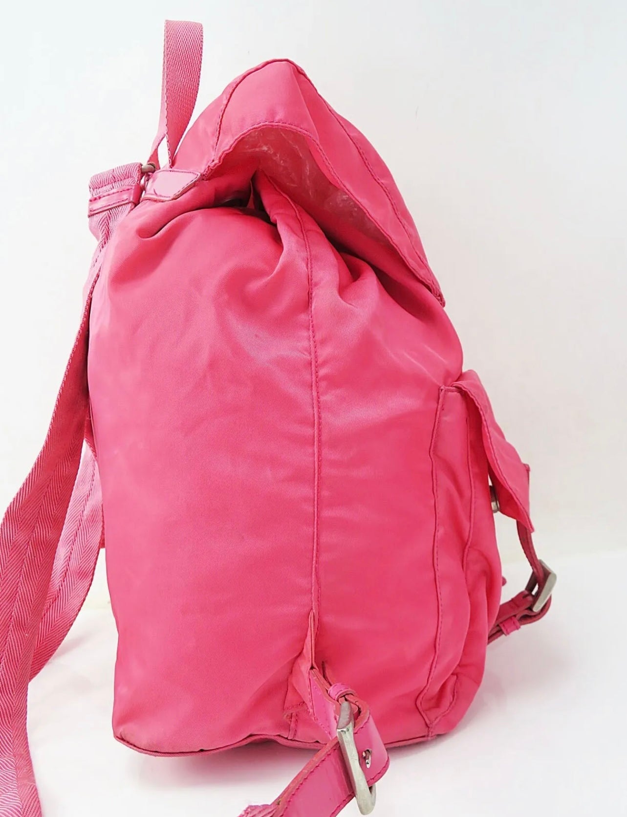 Pre-owned PRADA Pink Nylon and Leather Backpack Bag