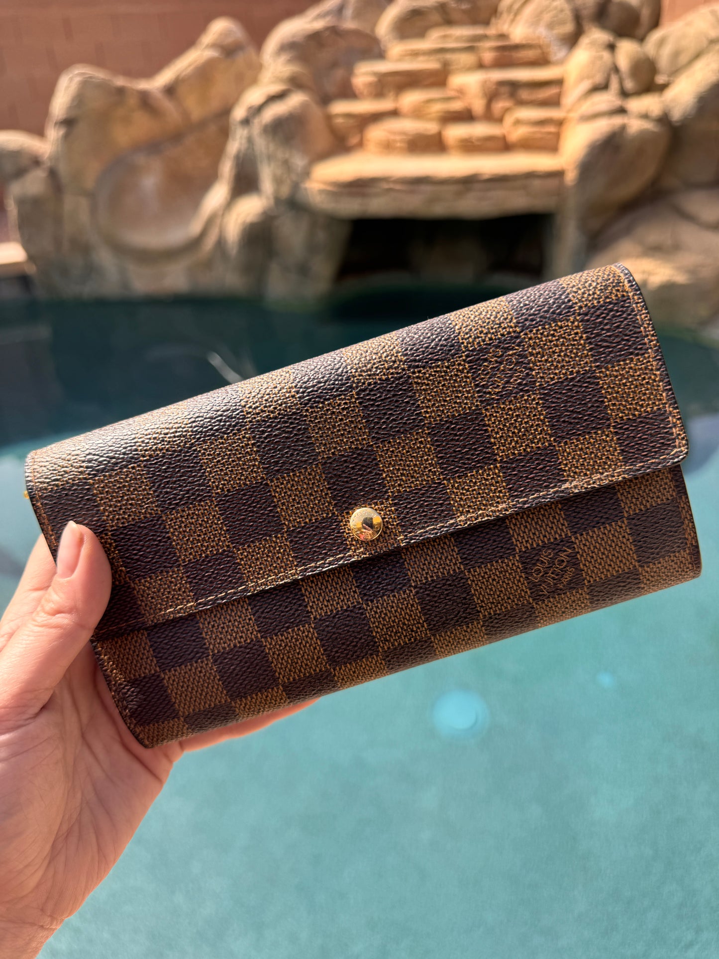 Pre-Owned Louis Vuitton Damier Ebene Wallet On Chain Crossbody Bag