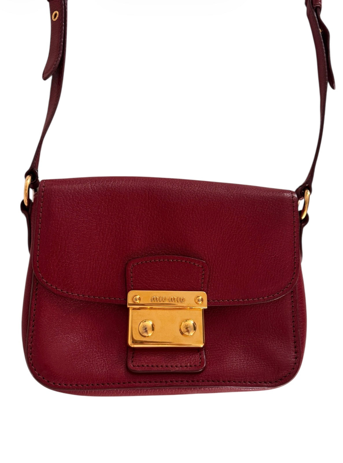Pre-Owned  Miu Miu Red Madras Leather Crossbody Bag