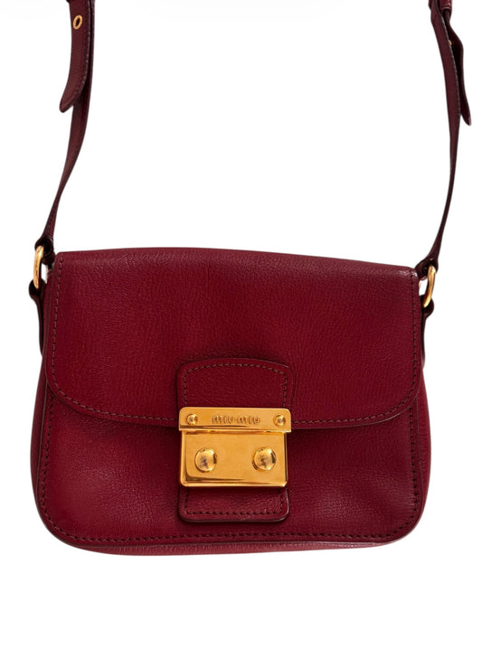 Pre-Owned  Miu Miu Red Madras Leather Crossbody Bag