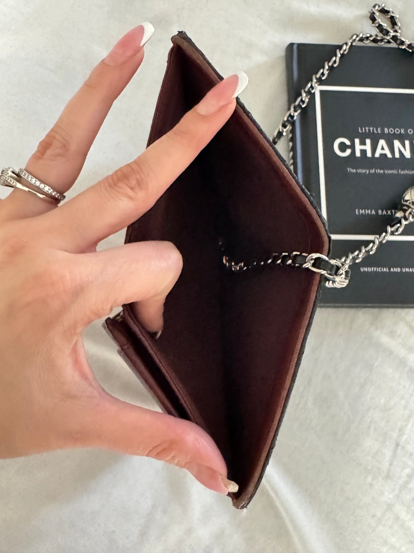 Pre-Owned CHANEL Lambskin Matelasse wallet on chain crossbody bag
