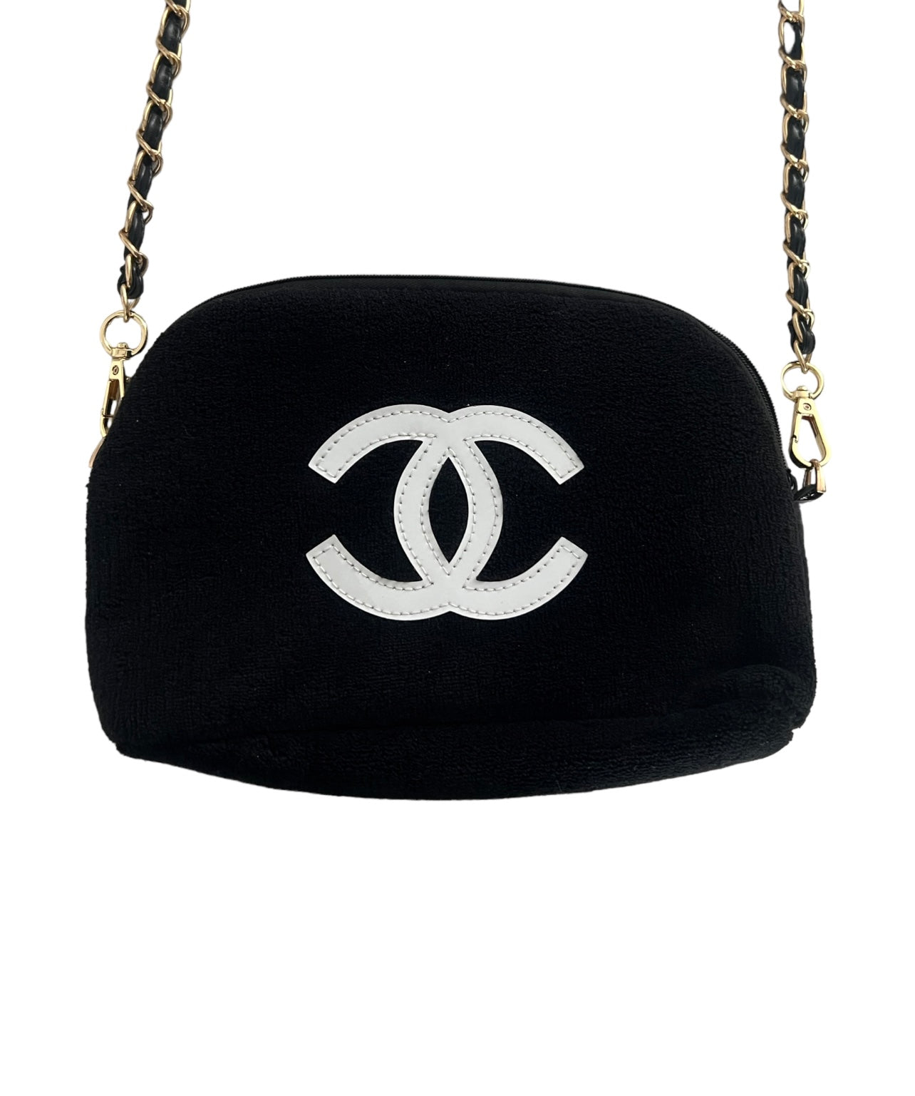 Pre-owned Chanel Terry Cloth Black Patent Crossbody Bag (CHANEL PRÉCISION)