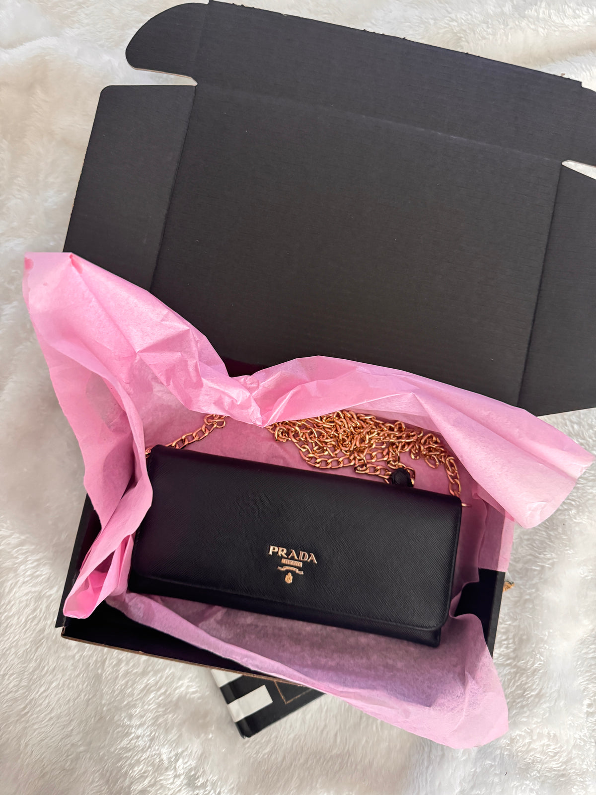 Pre-Owned  Prada Saffiano Leather Wallet On Chain