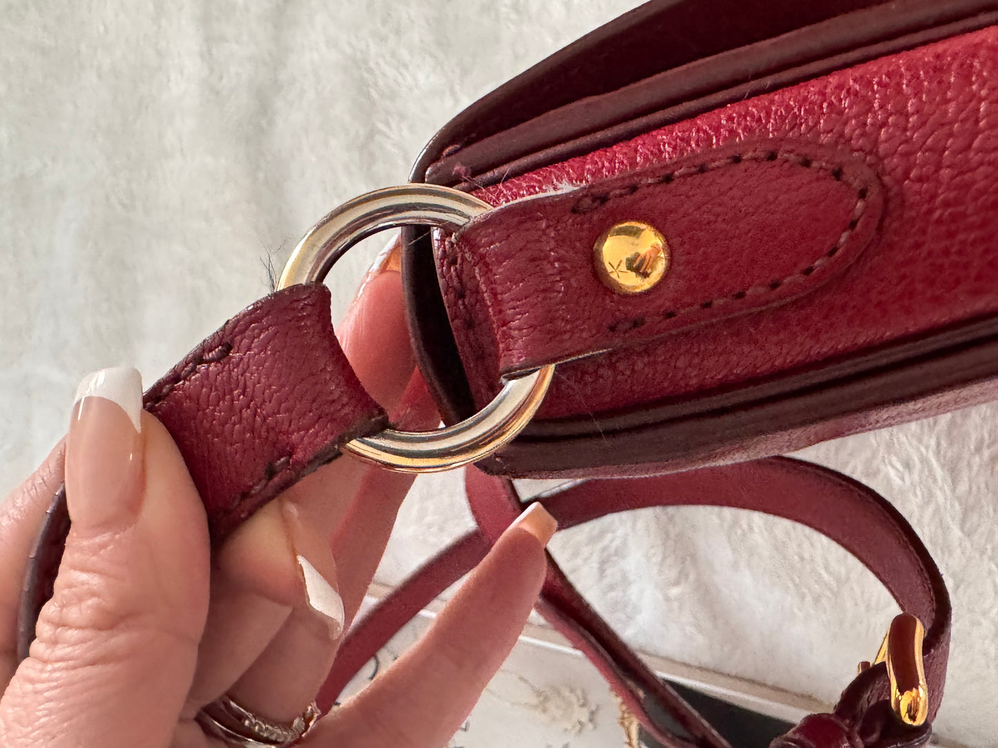 Pre-Owned  Miu Miu Red Madras Leather Crossbody Bag