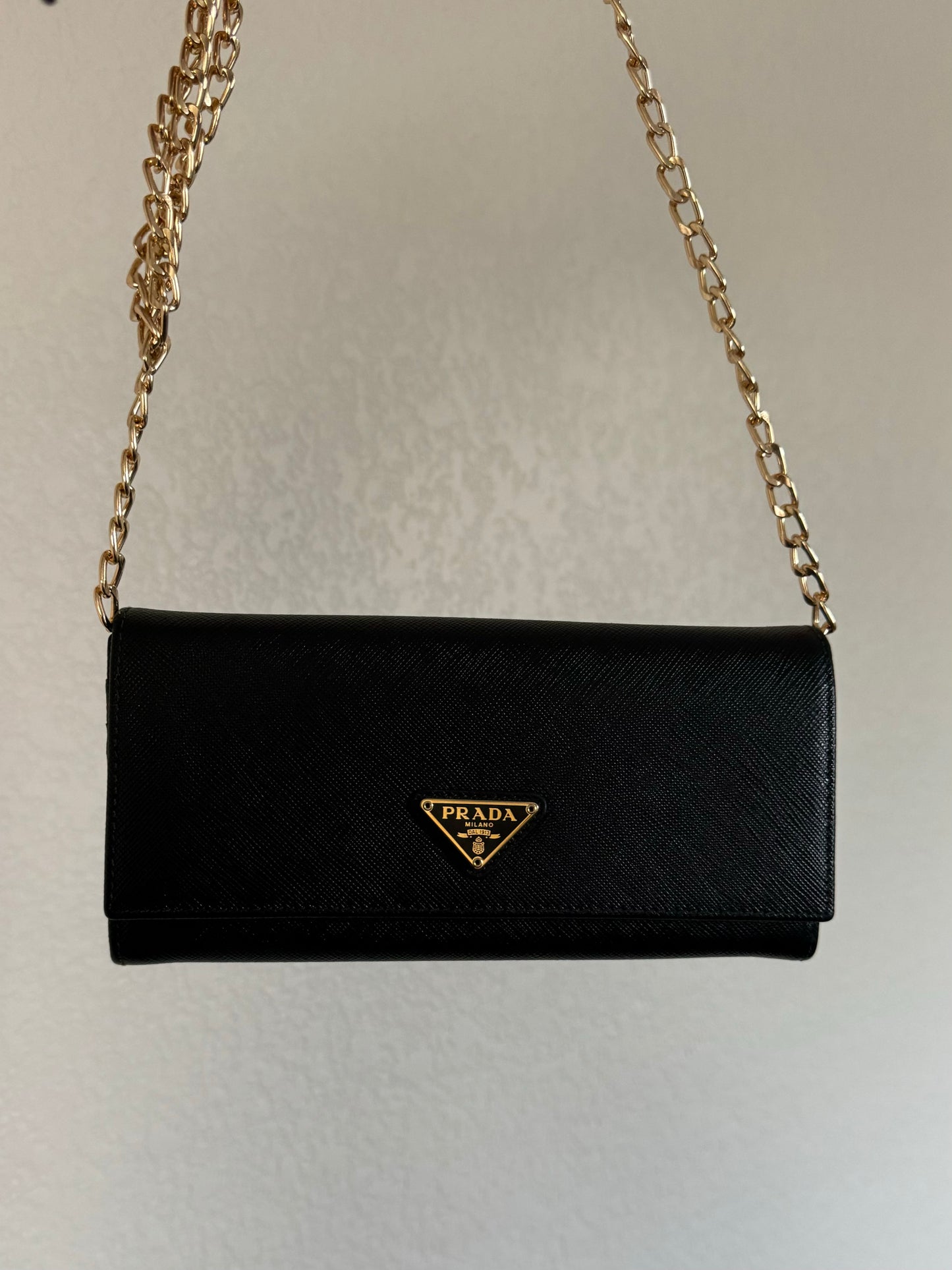 Pre-Owned Prada Saffiano Leather Wallet On Chain Crossbody Bag