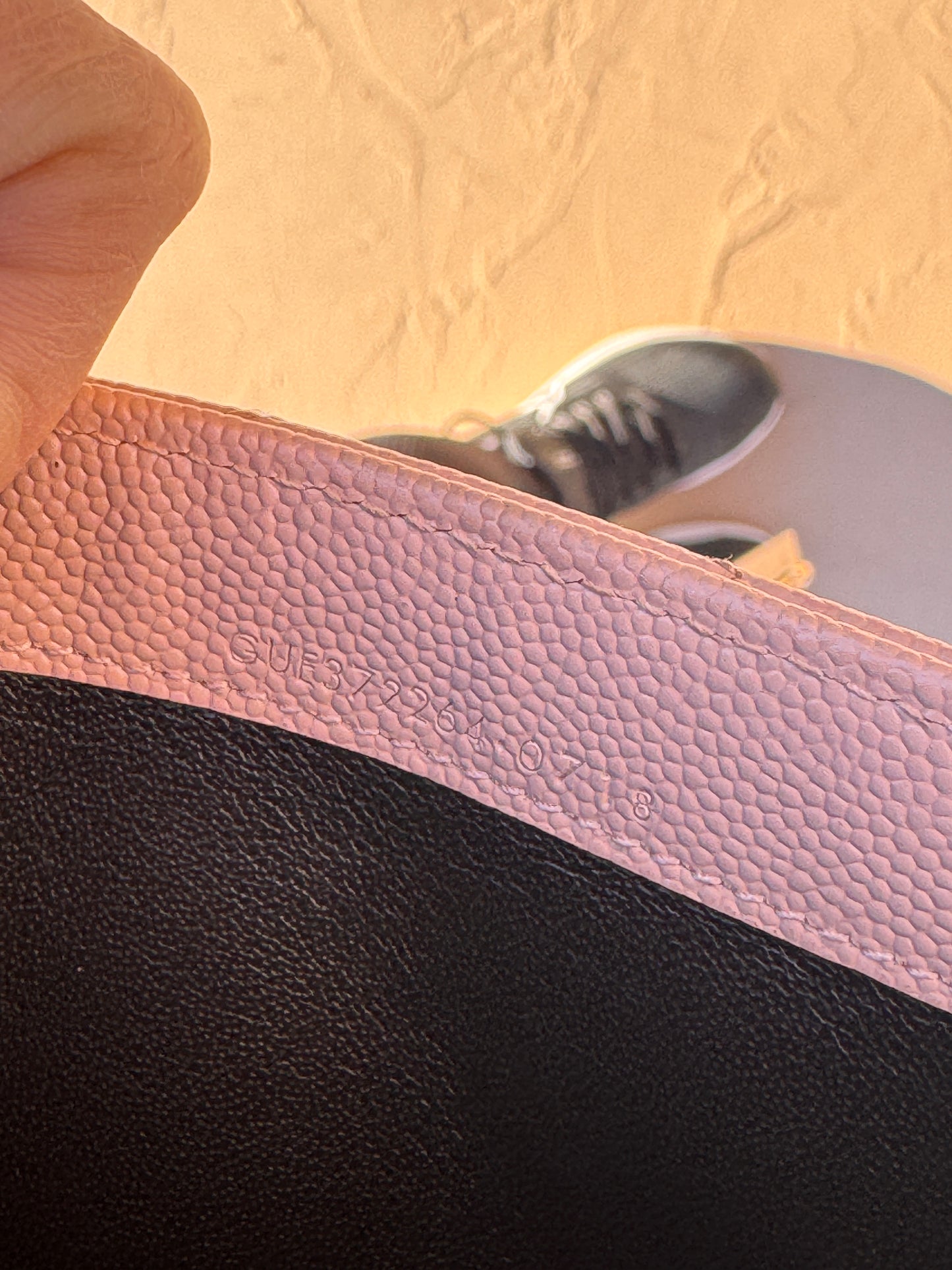 Pre-Owned  Yves Saint Laurent Grain de Poudre Leather Flap Wallet Crossbody Bag-Pink Beige