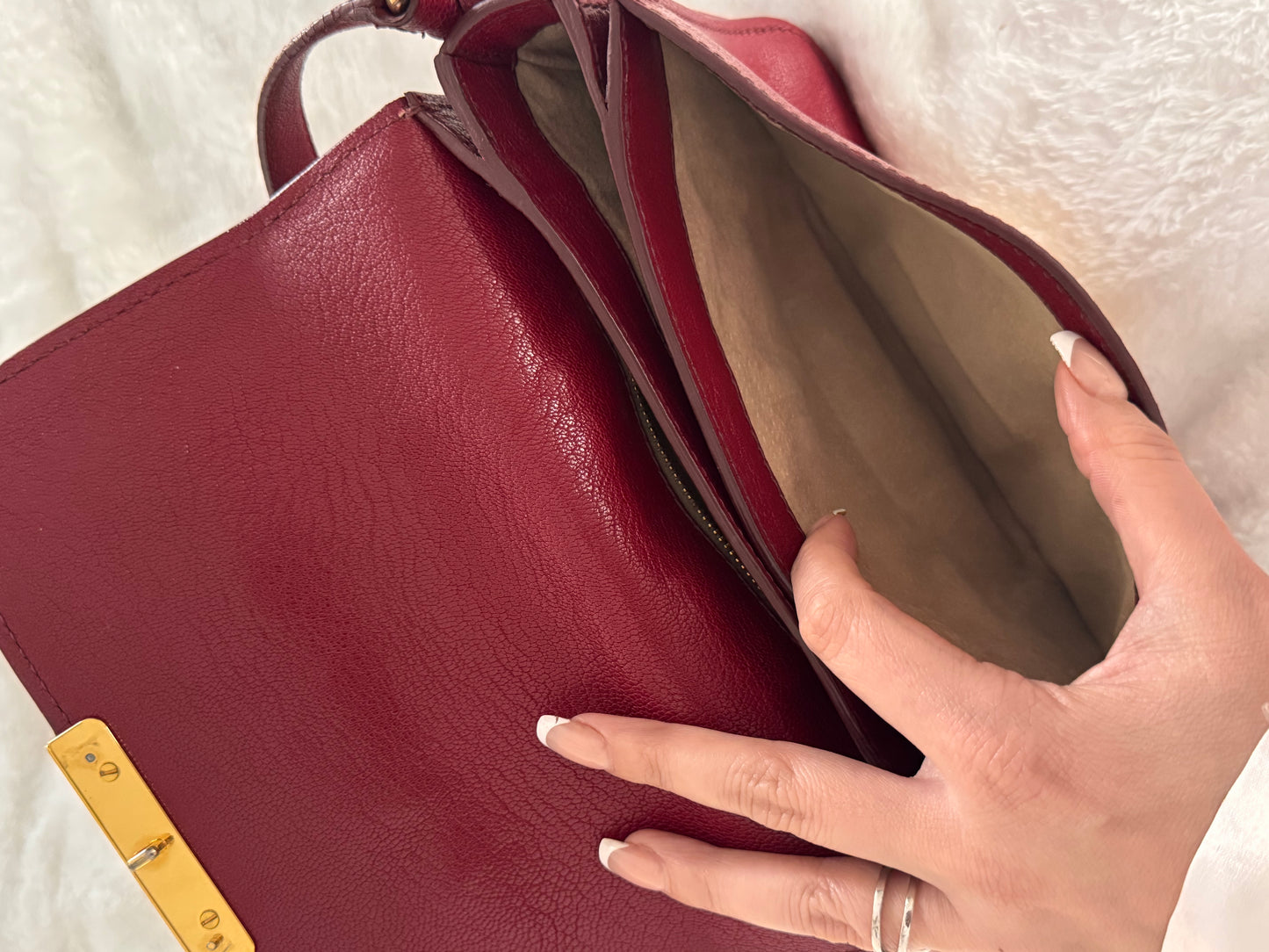 Pre-Owned  Miu Miu Red Madras Leather Crossbody Bag