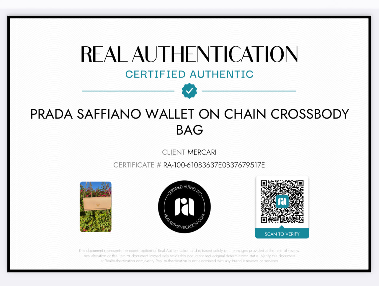 Pre-owned Prada Saffiano Leather Wallet On Chain Crossbody Bag