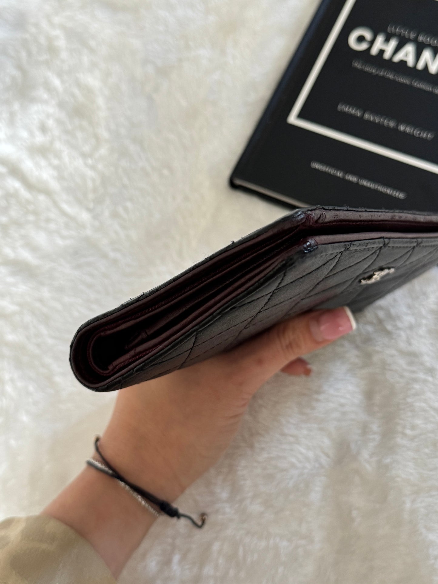 Pre-Owned CHANEL Lambskin Matelasse  wallet  on chain crossbody bag
