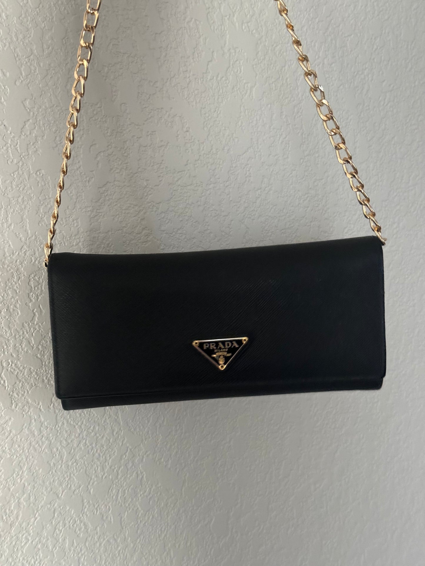 Pre-Owned Prada Saffiano Wallet On Chain Crossbody Bag