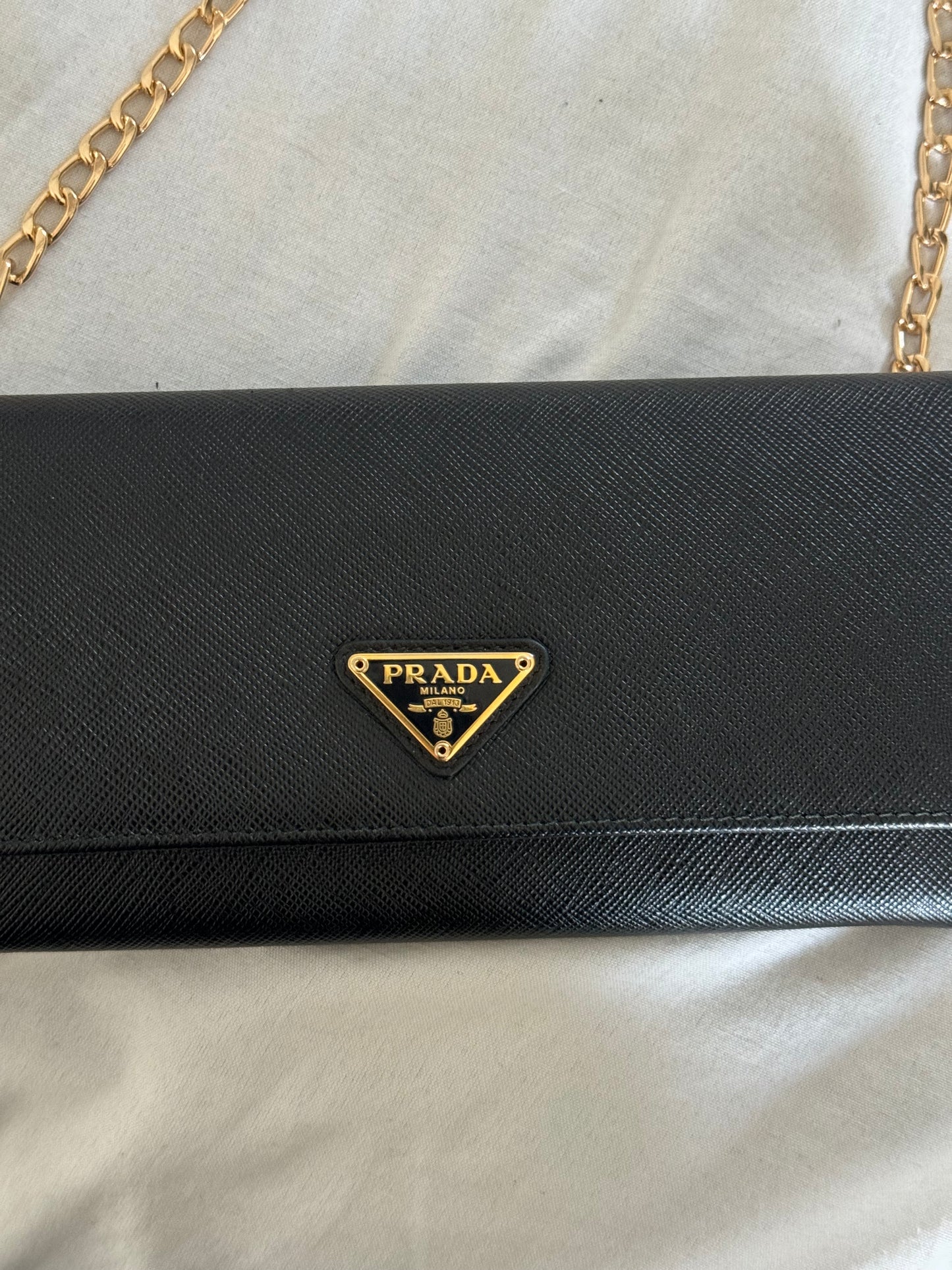 Pre-Owned Prada Saffiano Leather Wallet On Chain Crossbody Bag