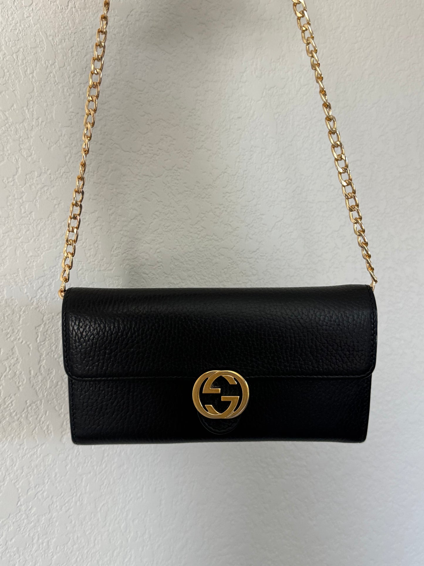 Pre-Owned Gucci Interlocking GG Leather Wallet On Chain Crossbody Bag