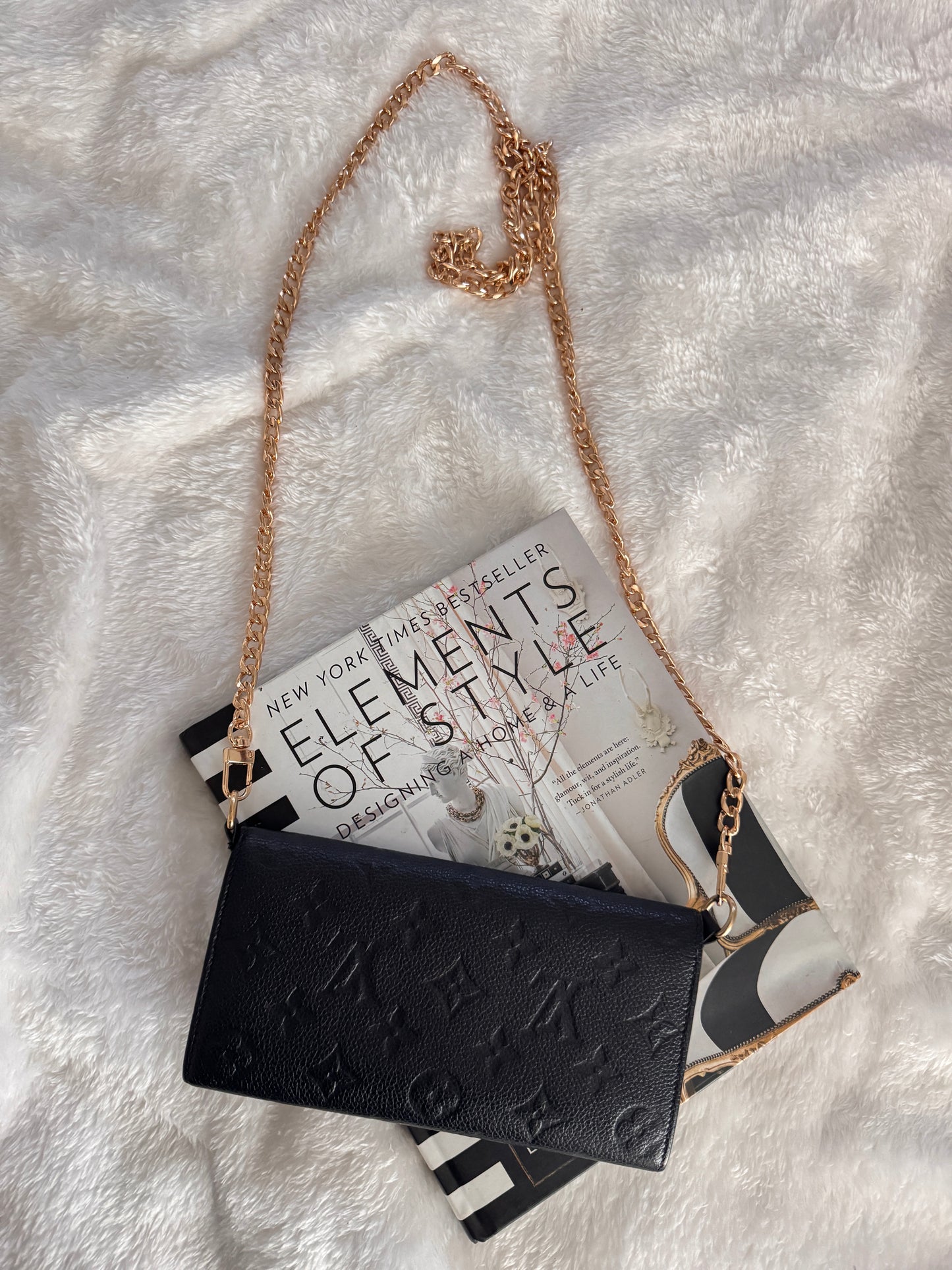 Pre-Owned Louis Vuitton Empreinte Emilie Wallet On Chain - Black Dune