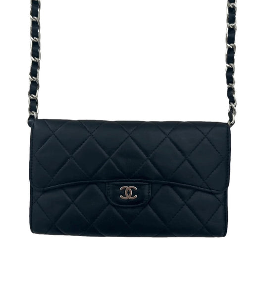 Authentic CHANEL Matelasse wallet on chain crossbody bag