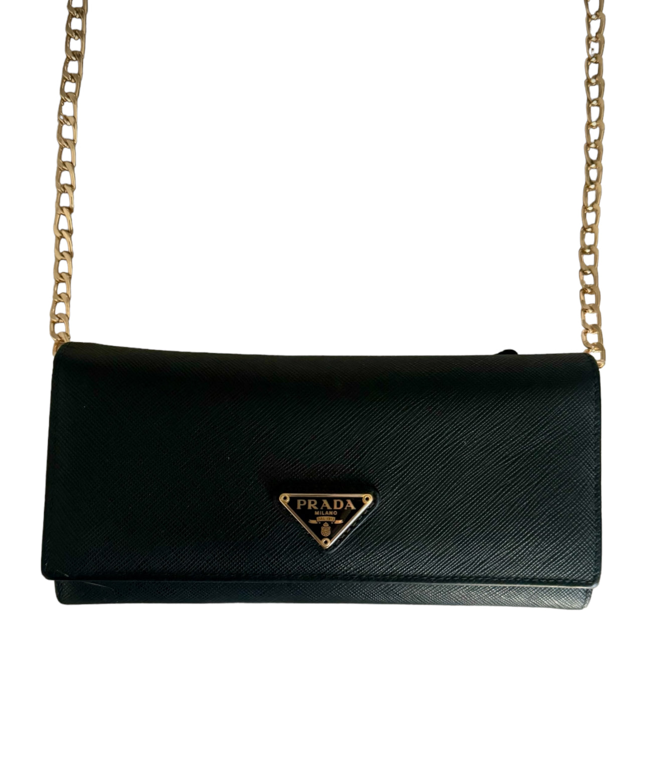 Pre-Owned Prada Saffiano Wallet On Chain Crossbody Bag