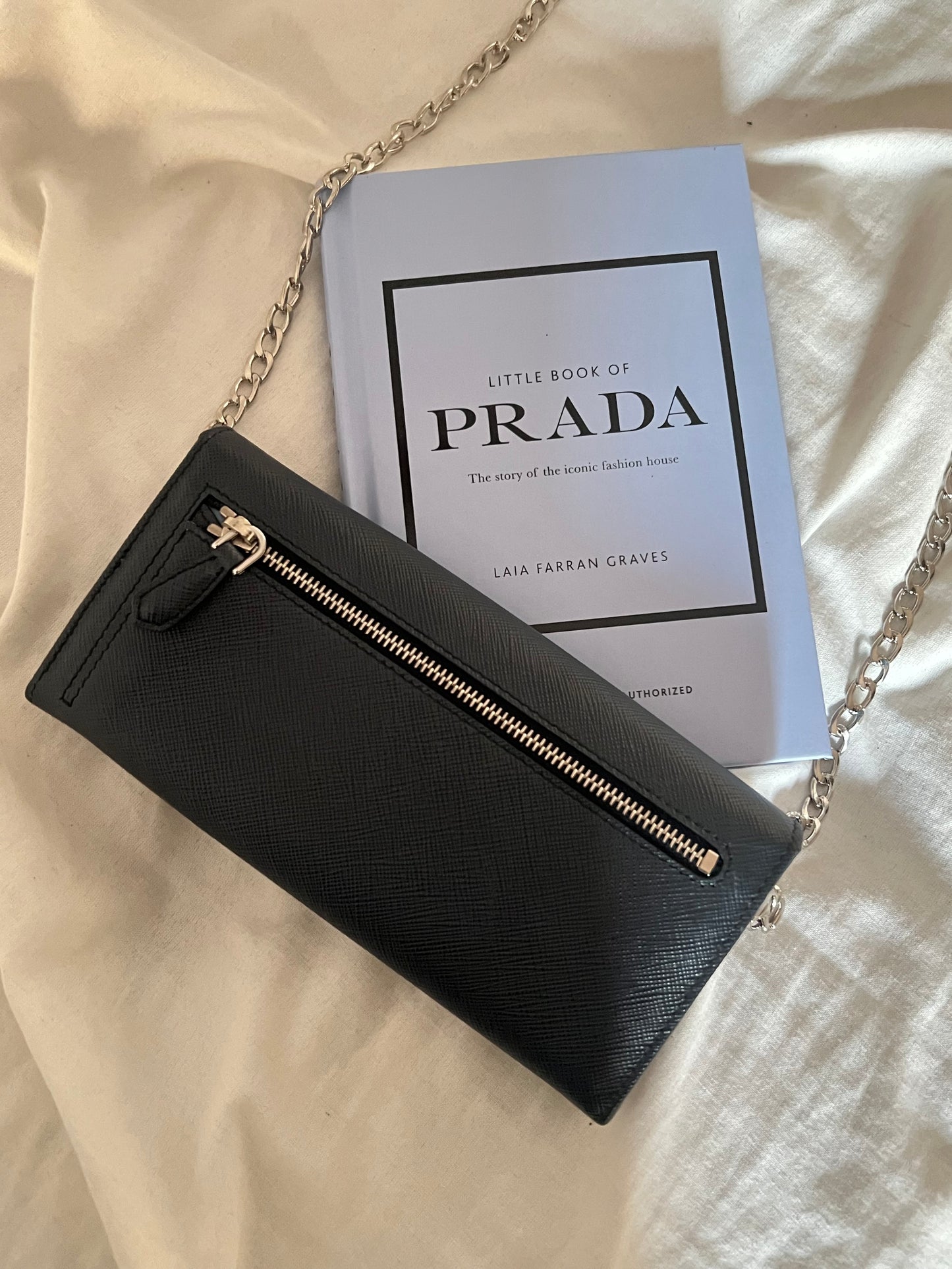 Pre-owned Prada Saffiano Leather Wallet On Chain Crossbody Bag