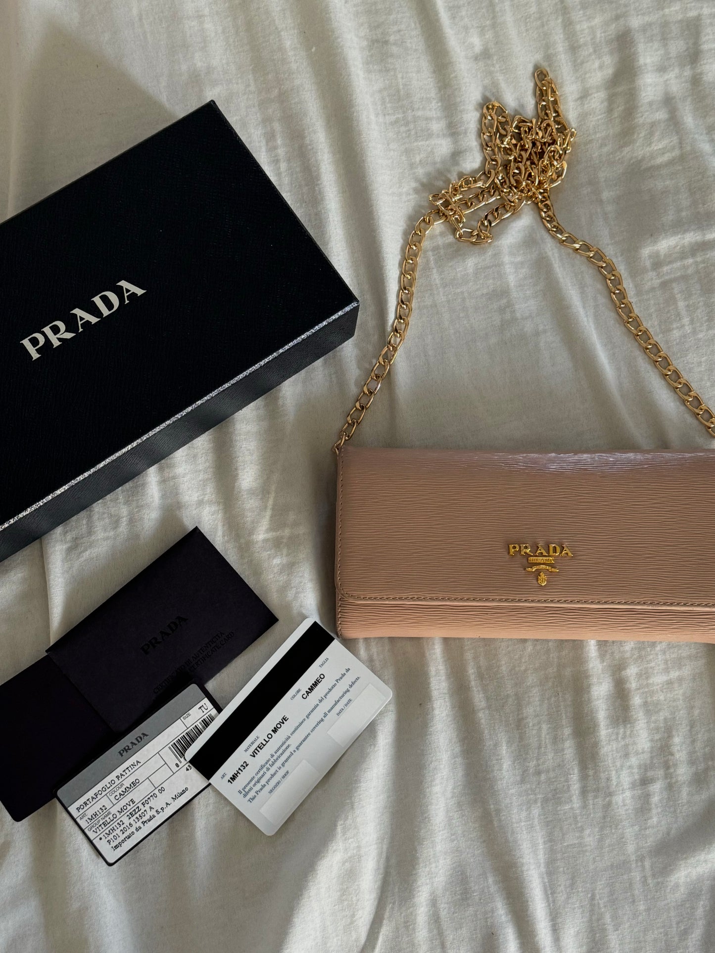 Pre-Owned Prada Cammeo Saffiano Leather Wallet On Chain Crossbody Bag