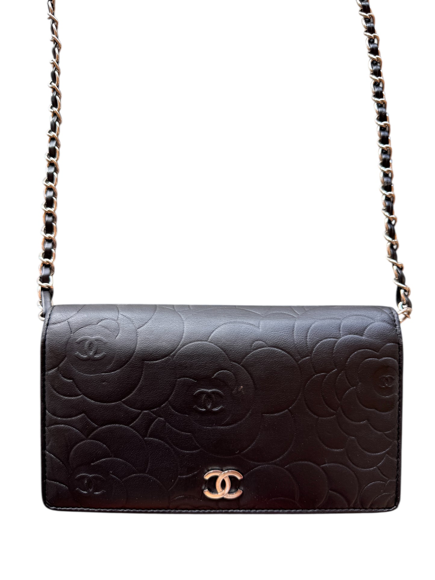 Pre-Owned  Chanel Camellia Bi-Fold Wallet On Chain Crossbody
