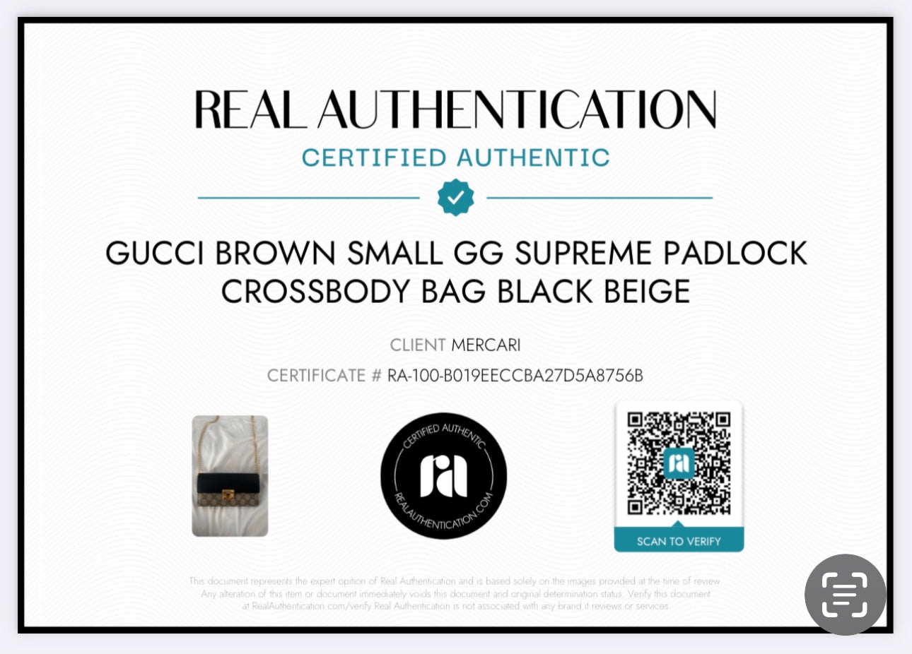 Pre-owned  Gucci Brown Small GG Supreme Padlock Crossbody Bag Black Beige