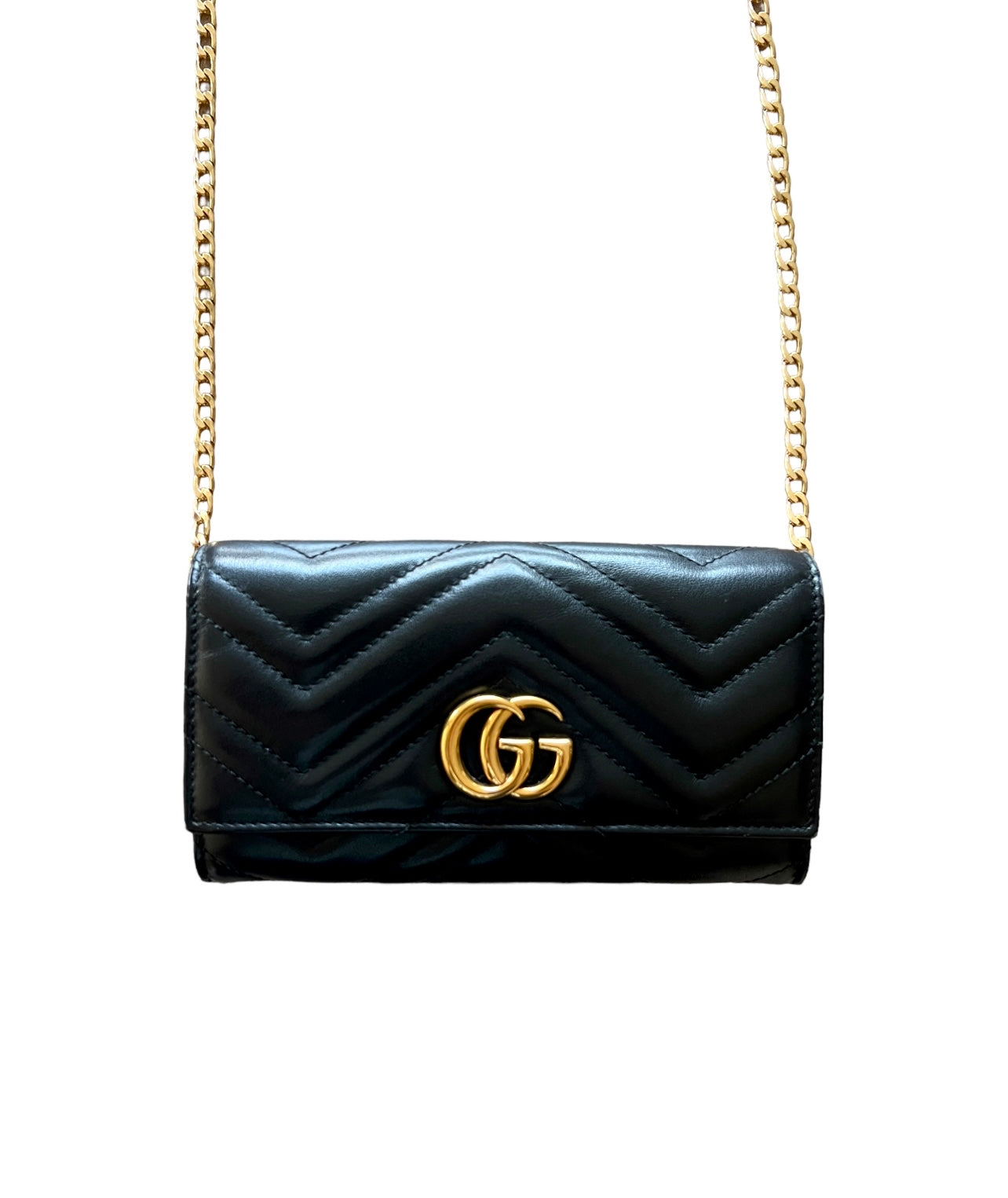 Pre-owned Gucci GG Marmont Wallet On Chain Crossbody Bag