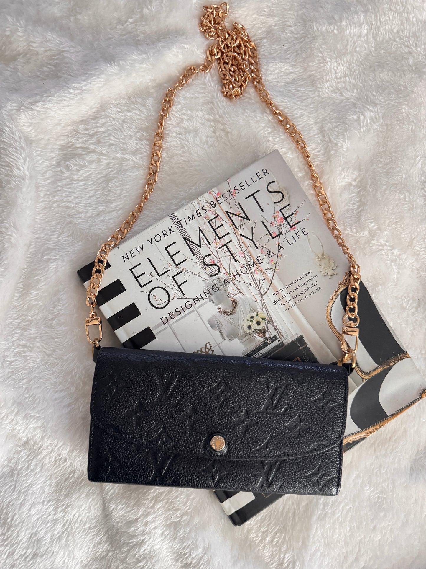 Pre-Owned Louis Vuitton Empreinte Emilie Wallet On Chain - Black Dune