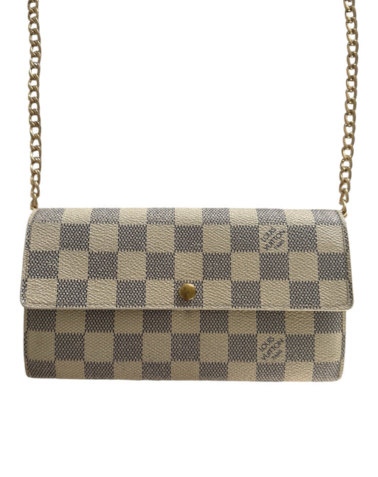 Pre-Owned Louis Vuitton Damier Azur Wallet On Chain Crossbody Bag