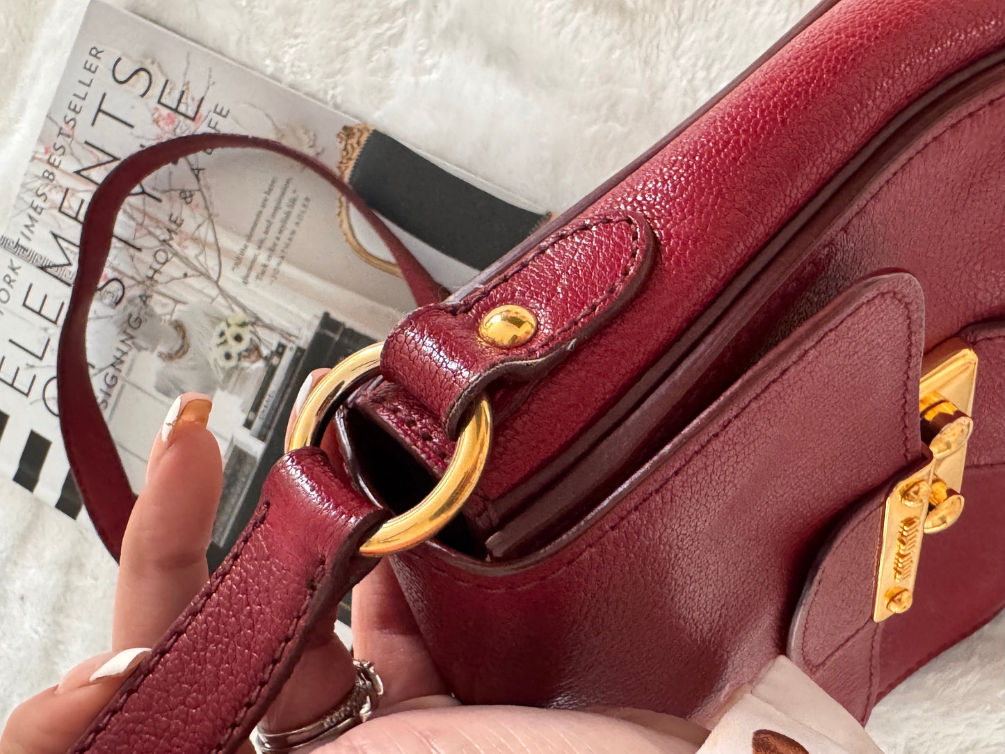 Pre-Owned  Miu Miu Red Madras Leather Crossbody Bag