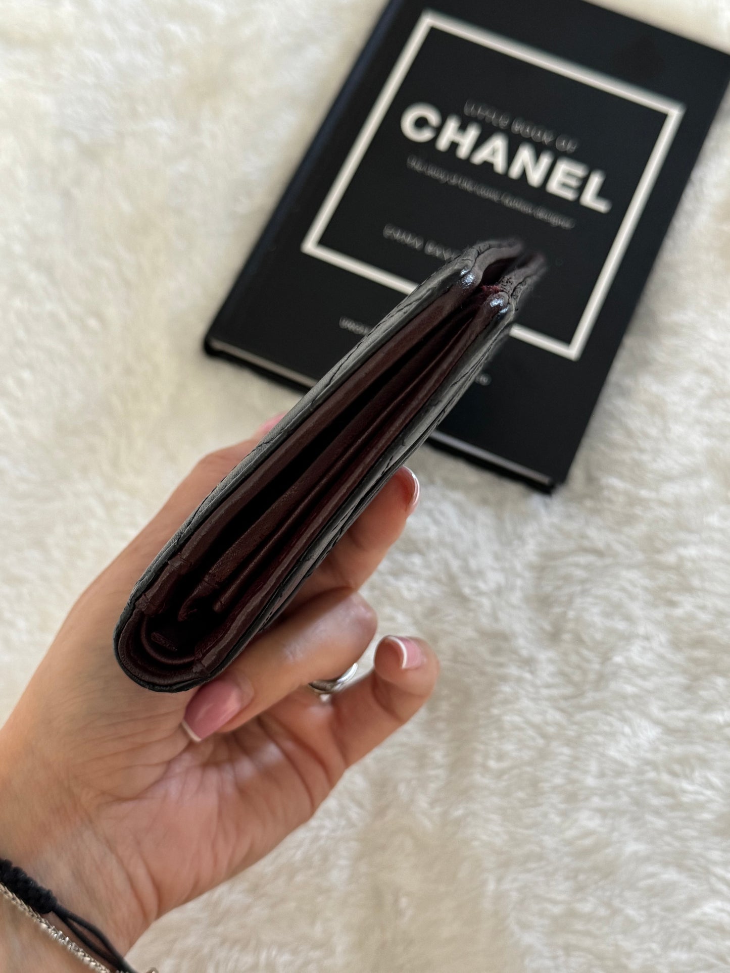 Pre-Owned CHANEL Lambskin Matelasse  wallet  on chain crossbody bag
