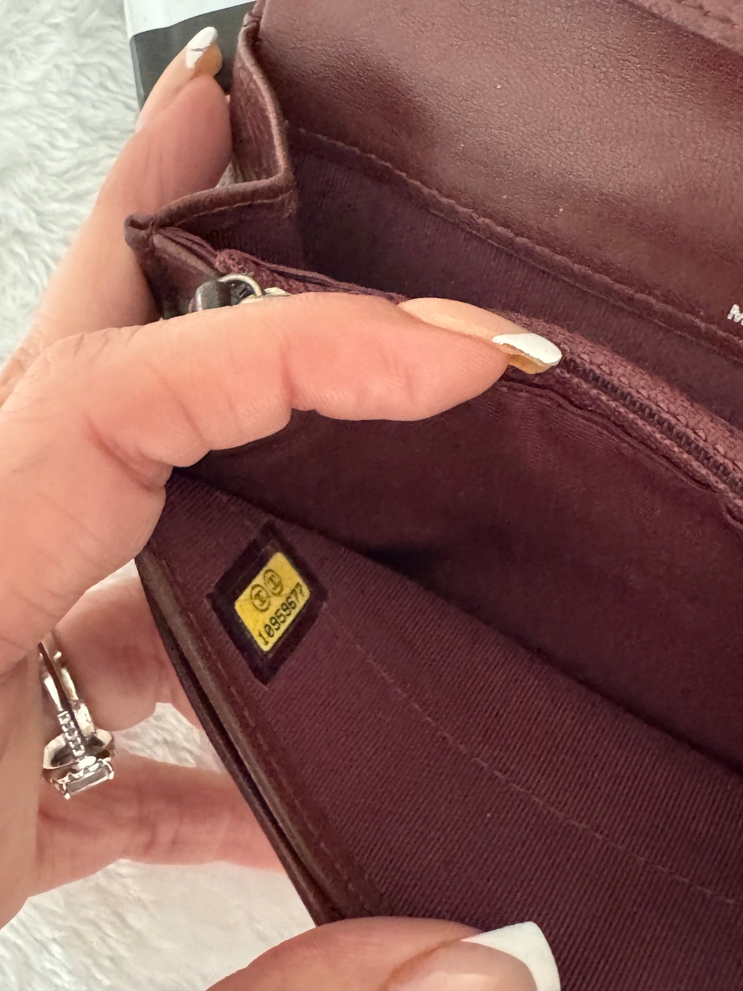 Pre-Owned CHANEL Lambskin Matelasse wallet on chain crossbody bag