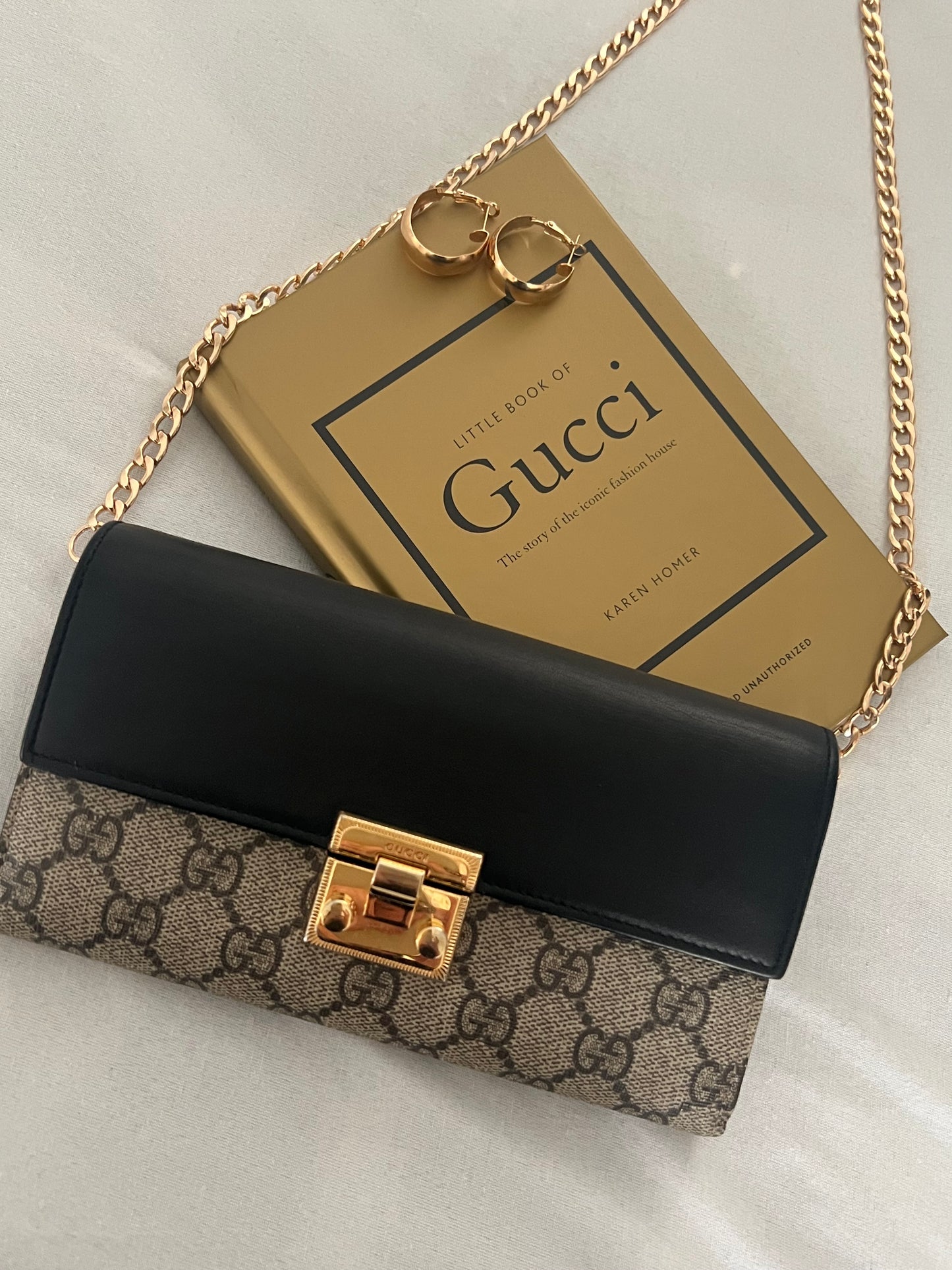 Pre-owned Gucci Brown Small GG Supreme Padlock Crossbody Bag Black Beige