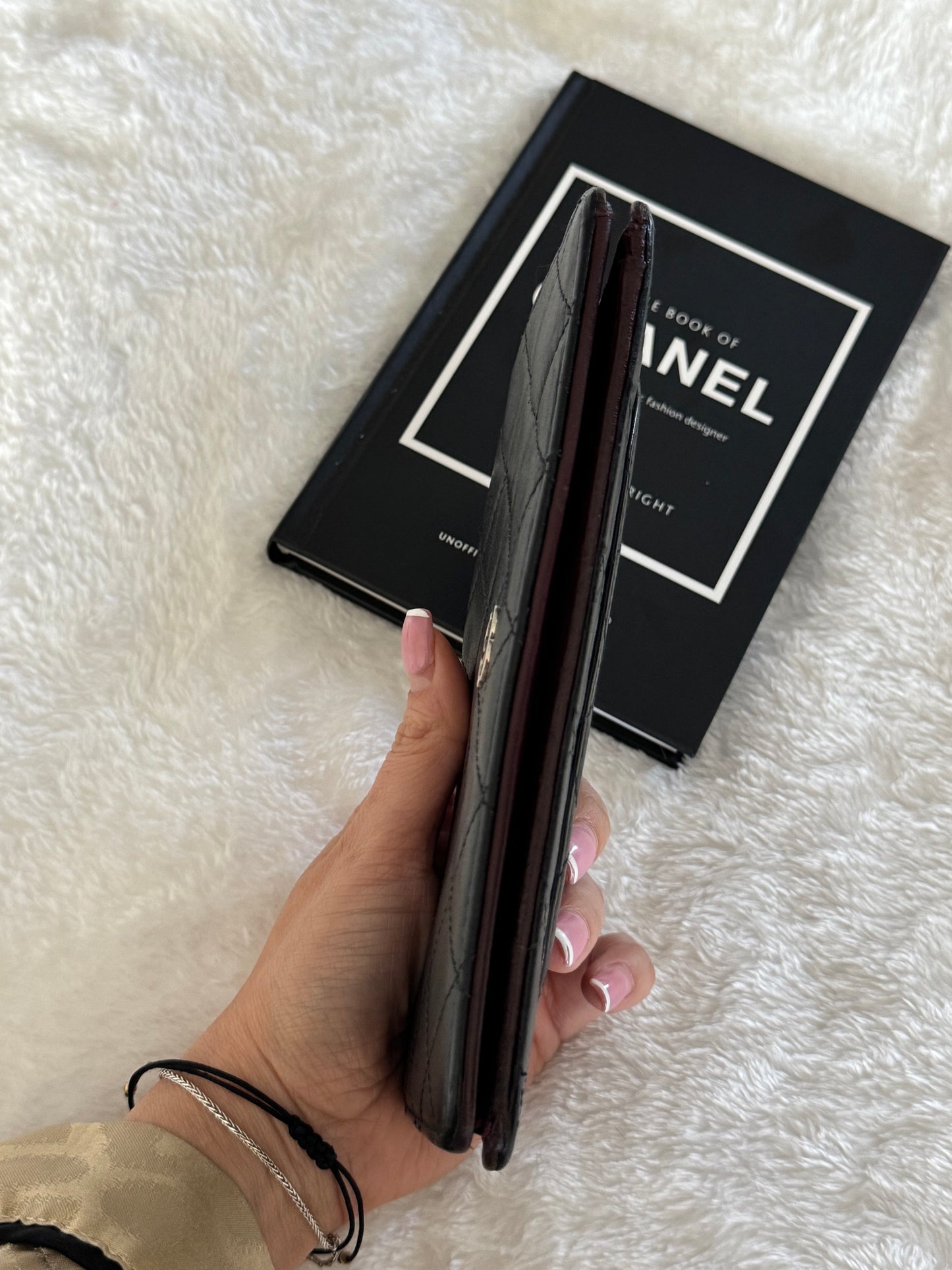 Pre-Owned CHANEL Lambskin Matelasse  wallet  on chain crossbody bag