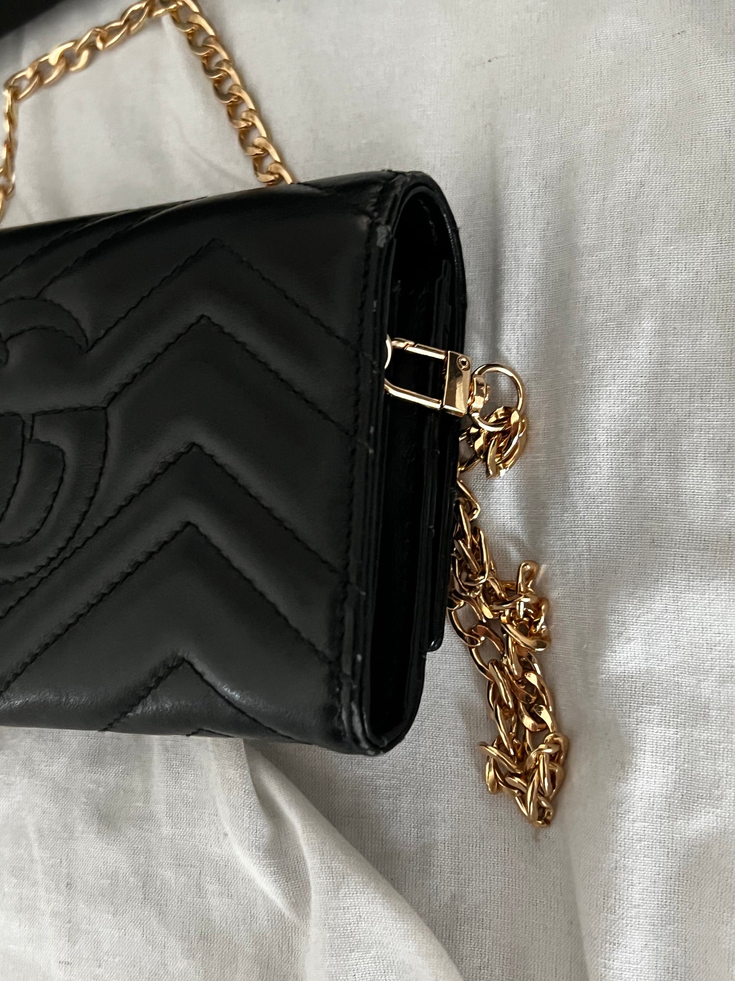 Pre-owned Gucci GG Marmont Wallet On Chain Crossbody Bag